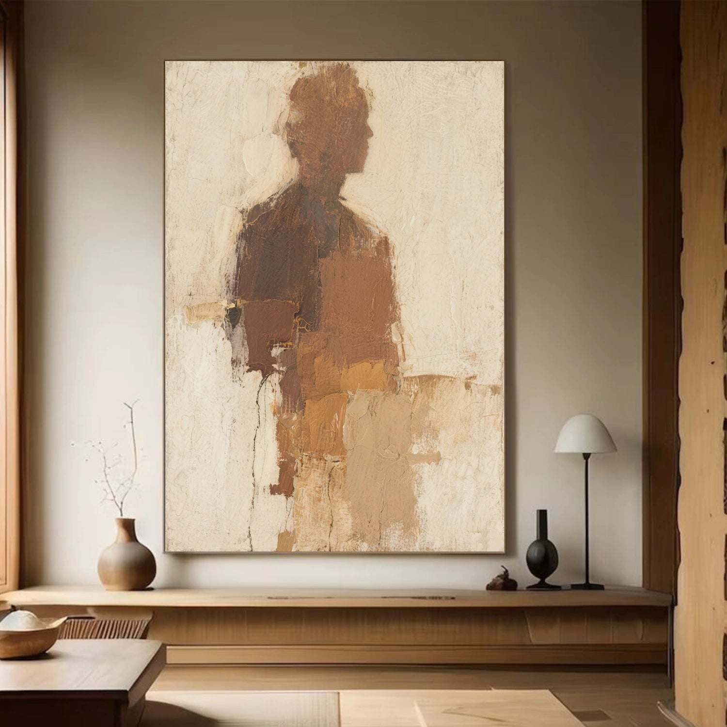 Beige and Brown Abstract Canvas Art #WS762