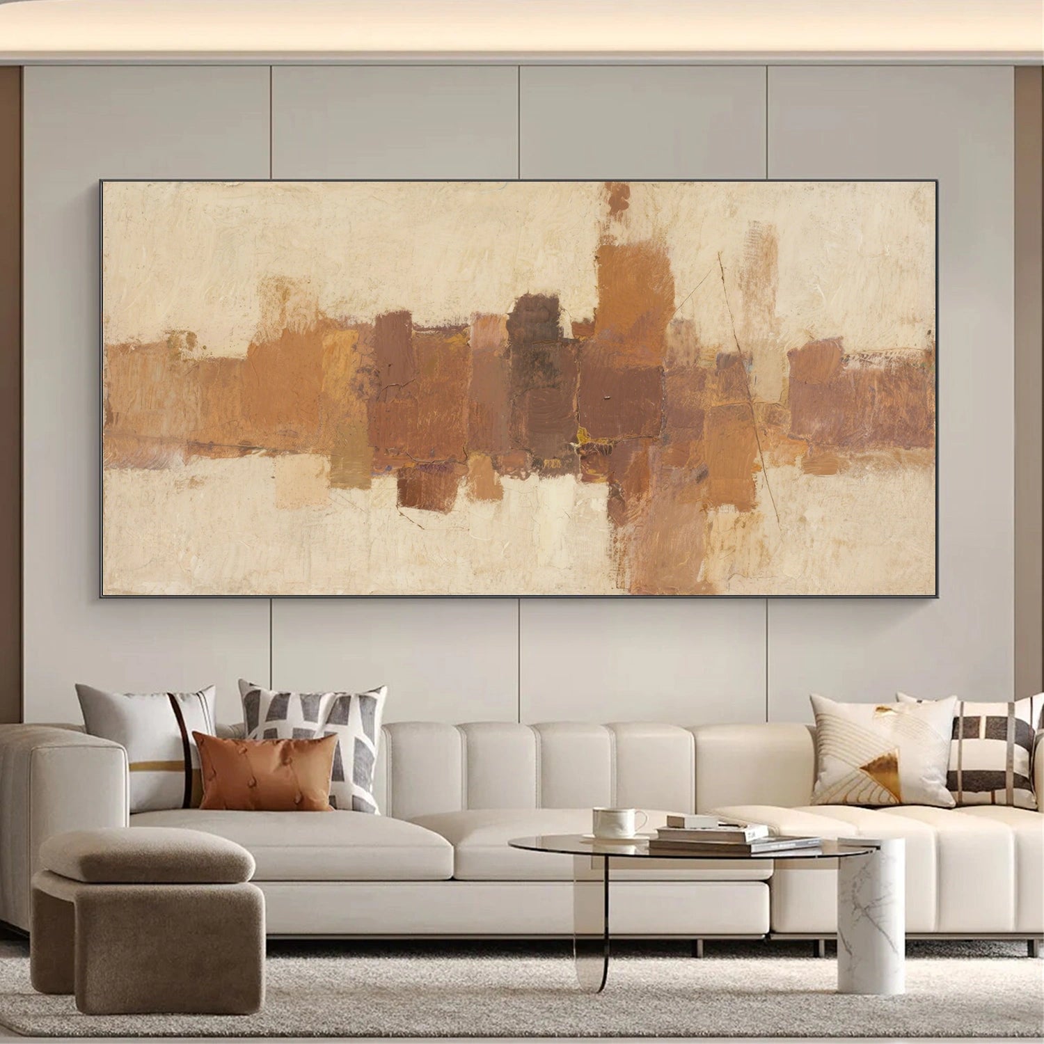 Beige and Brown Abstract Canvas Art #WS760