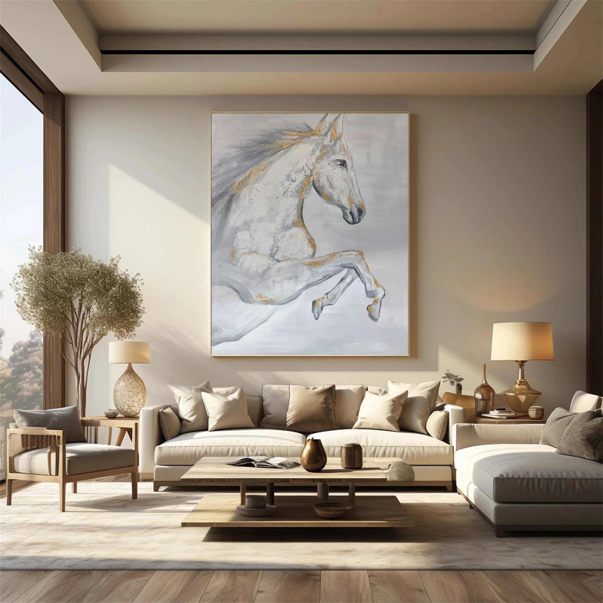 White Horse Abstract Animal Wall Art #AL011