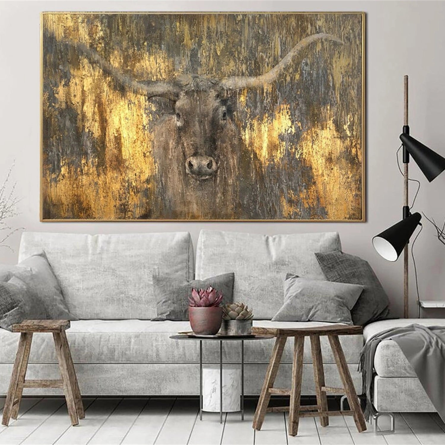 Gold and Brown Abstract Animal Wall Art #AL081