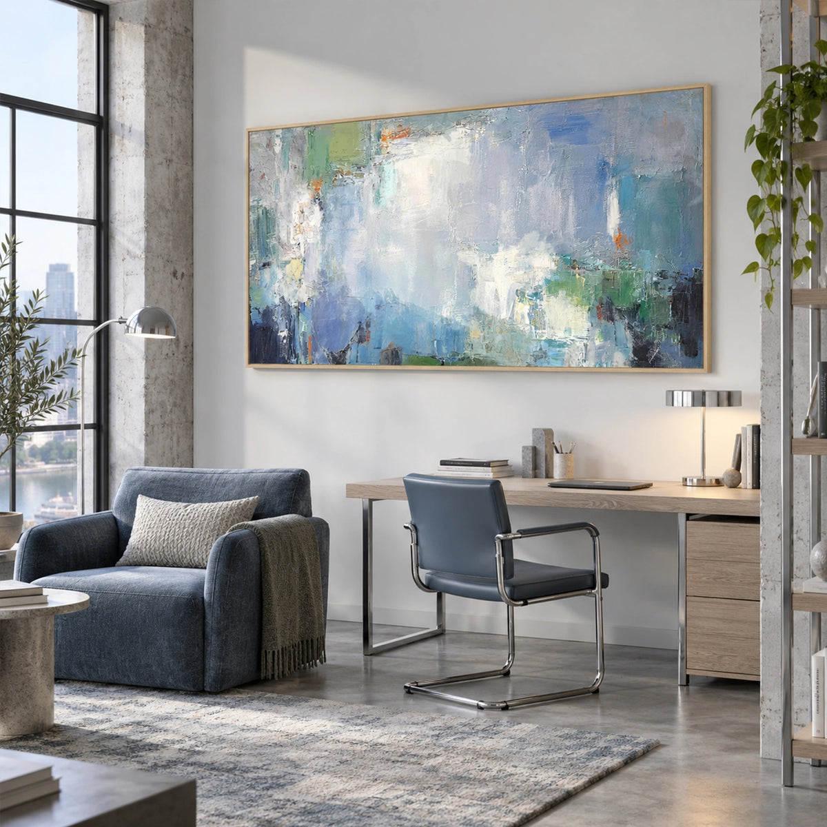 Blue Abstract Canvas Art #WS1148