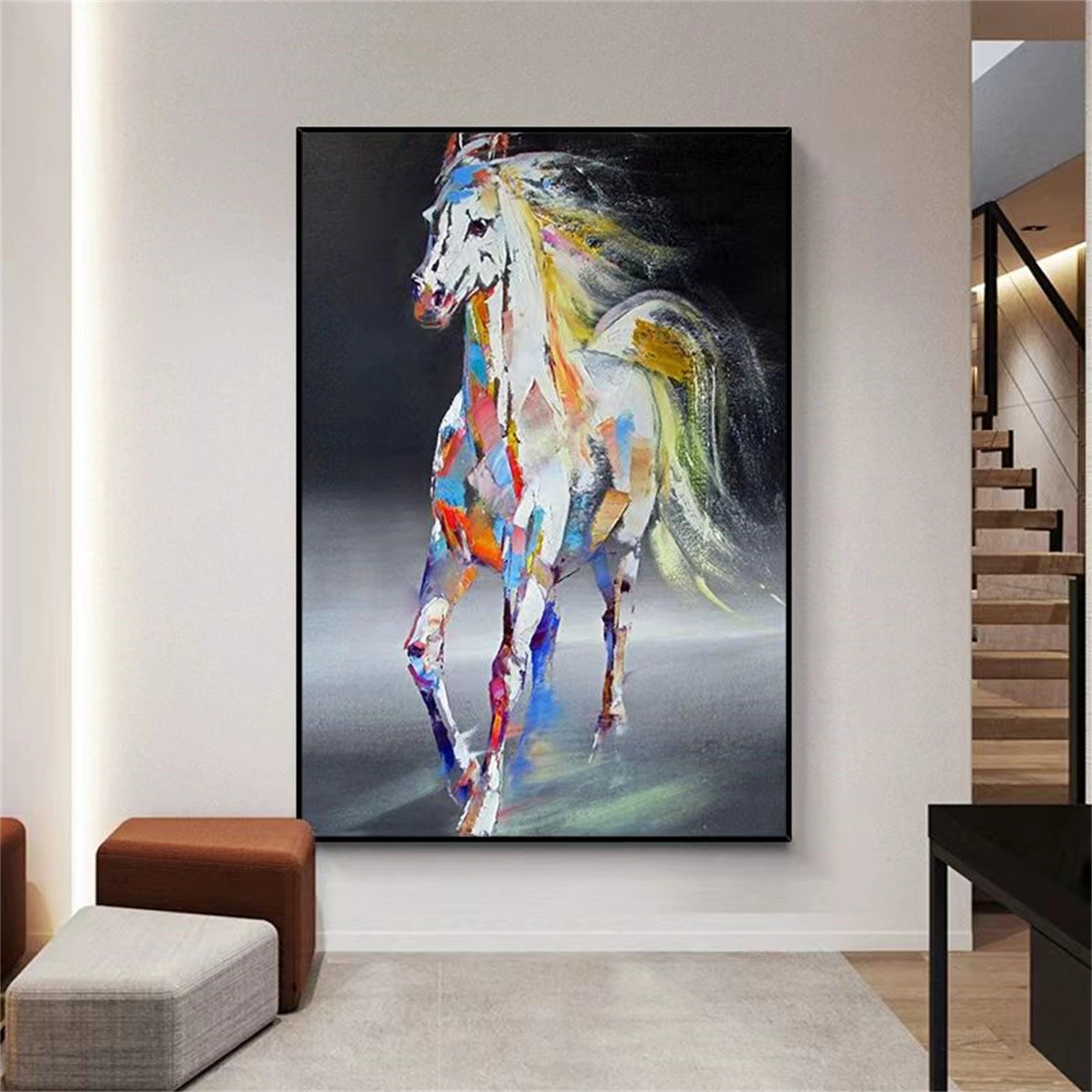 Colorful Horse Abstract Animal Wall Art #AL036