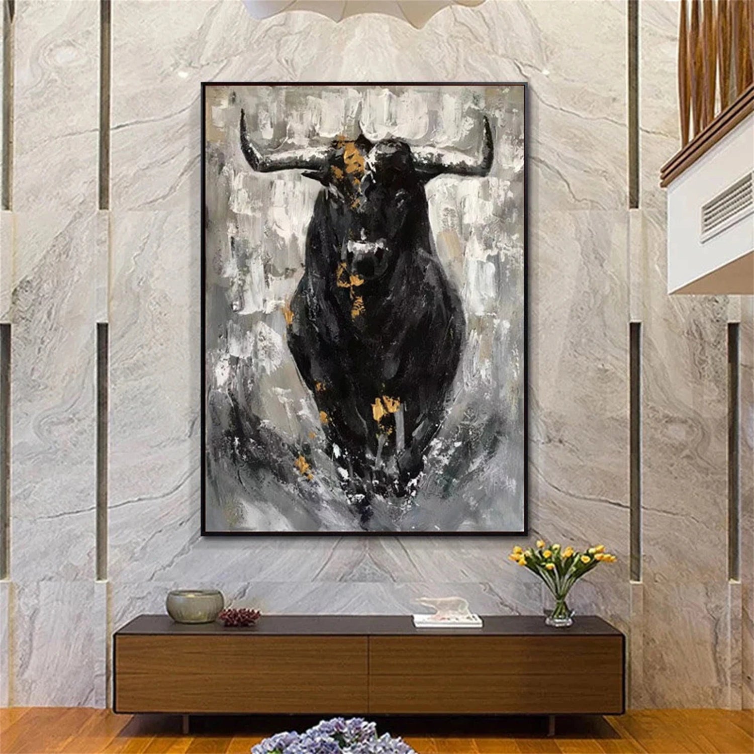 Black and White Abstract Animal Wall Art #AL058