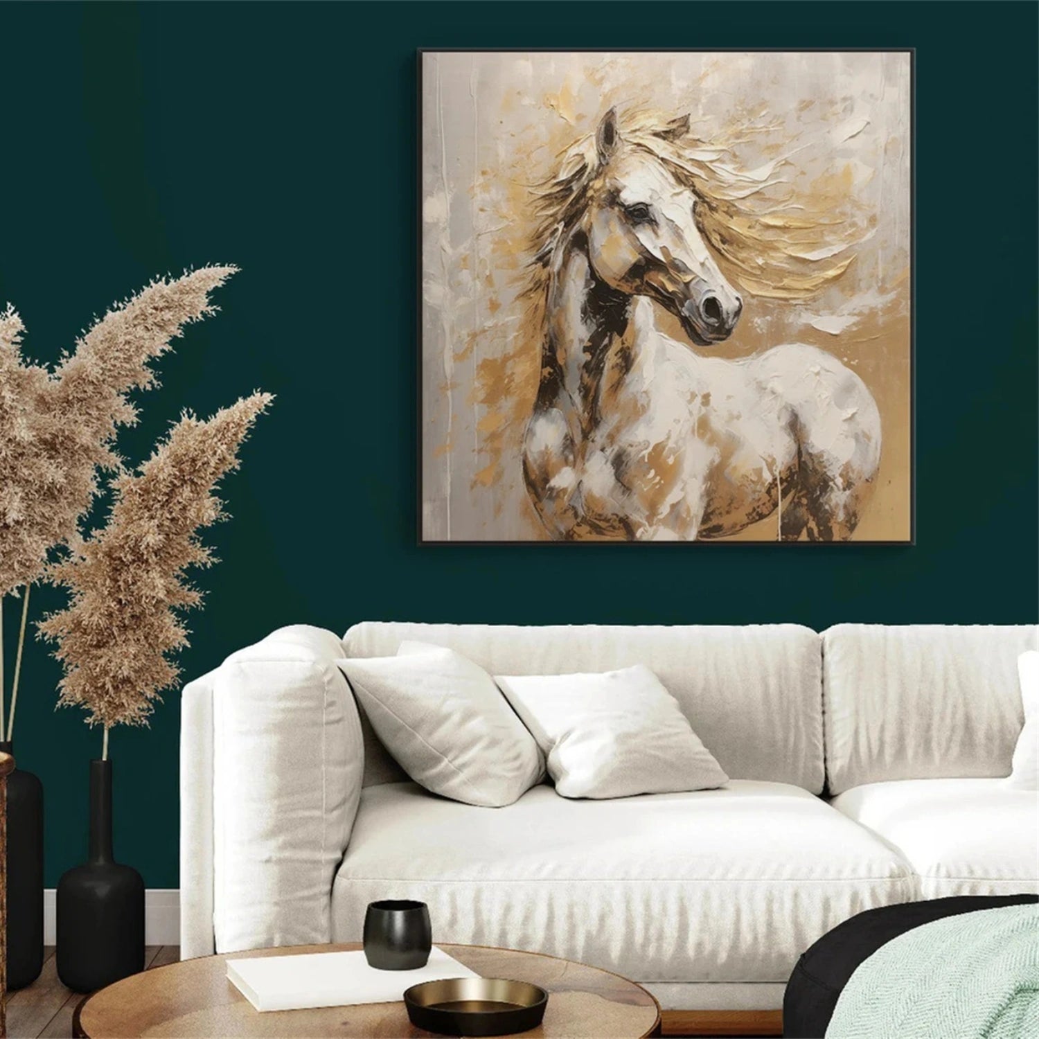 Beige and Brown Horse Abstract Animal Wall Art #AL075