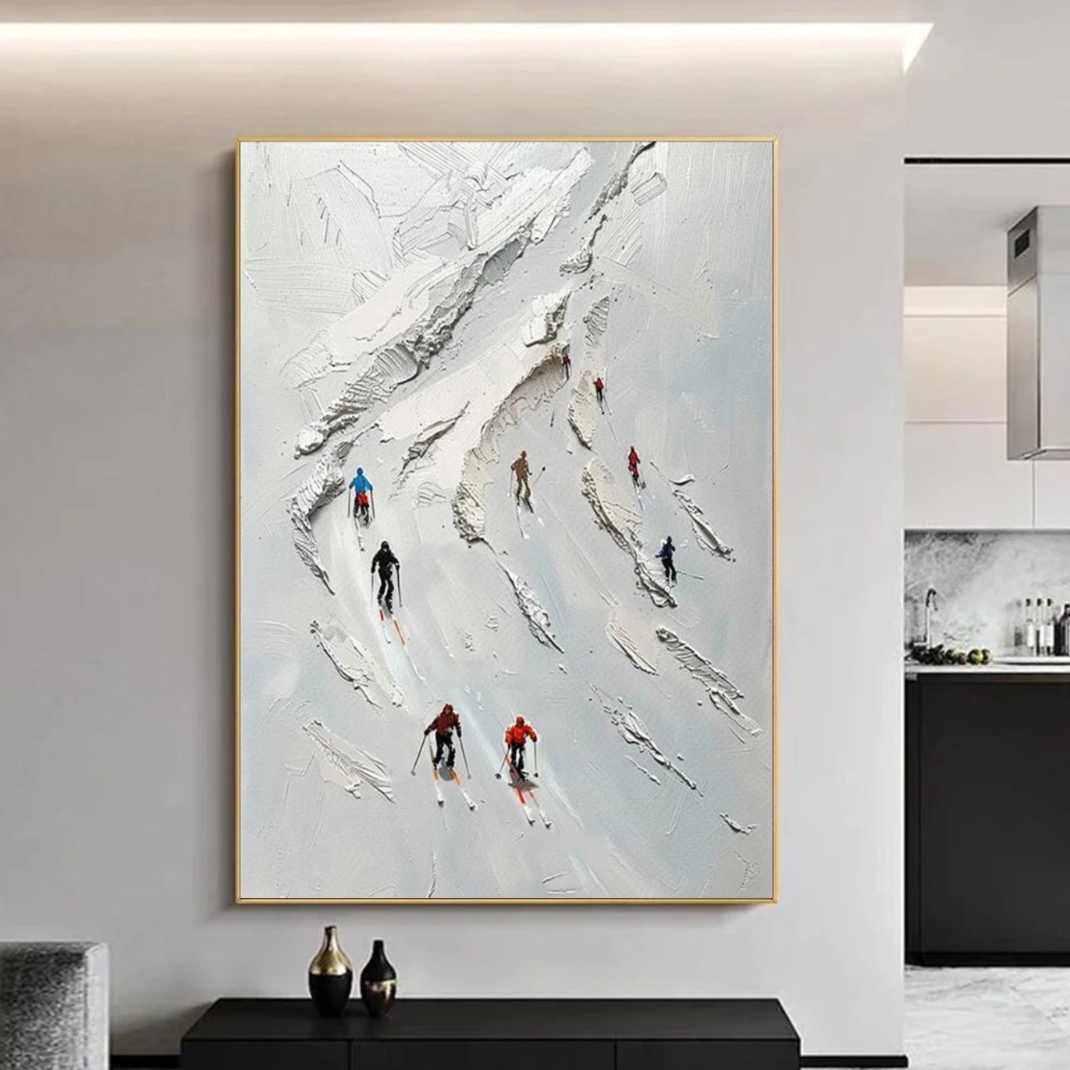 Skiing Sport Textured Wall Art #SA056