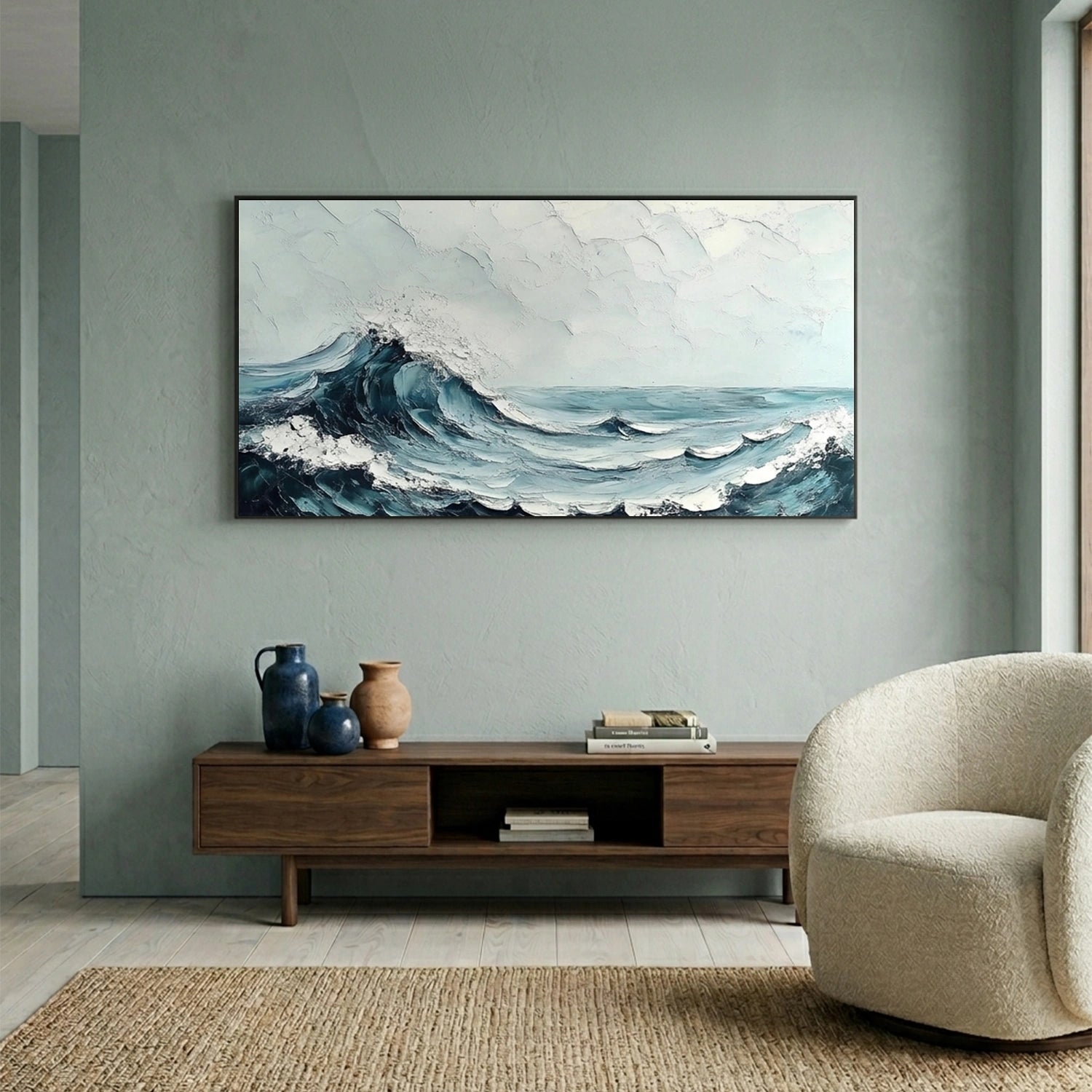 Sea & Sky Abstract Textured Wall Art #MS310