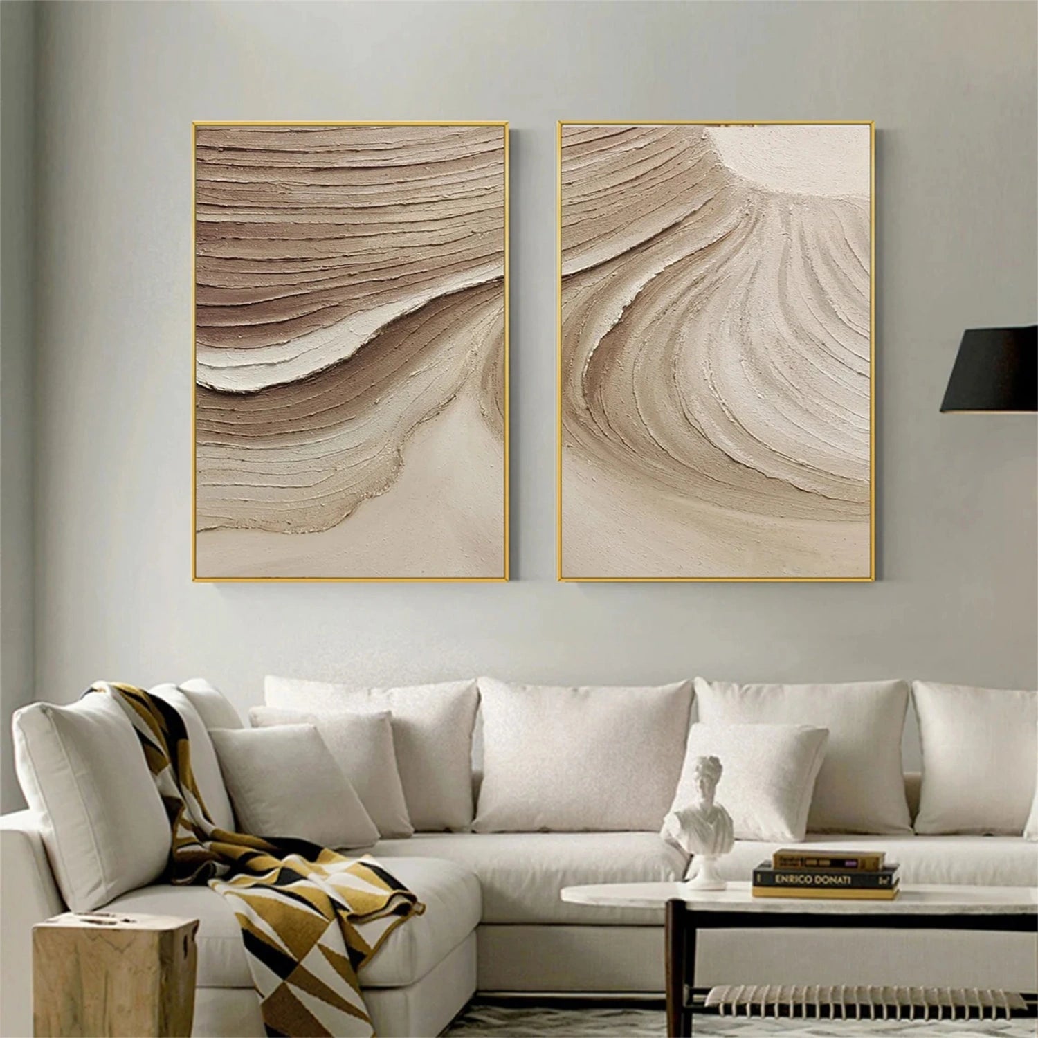 Minimalist Brown & Beige Art  Set of 2 #MB020