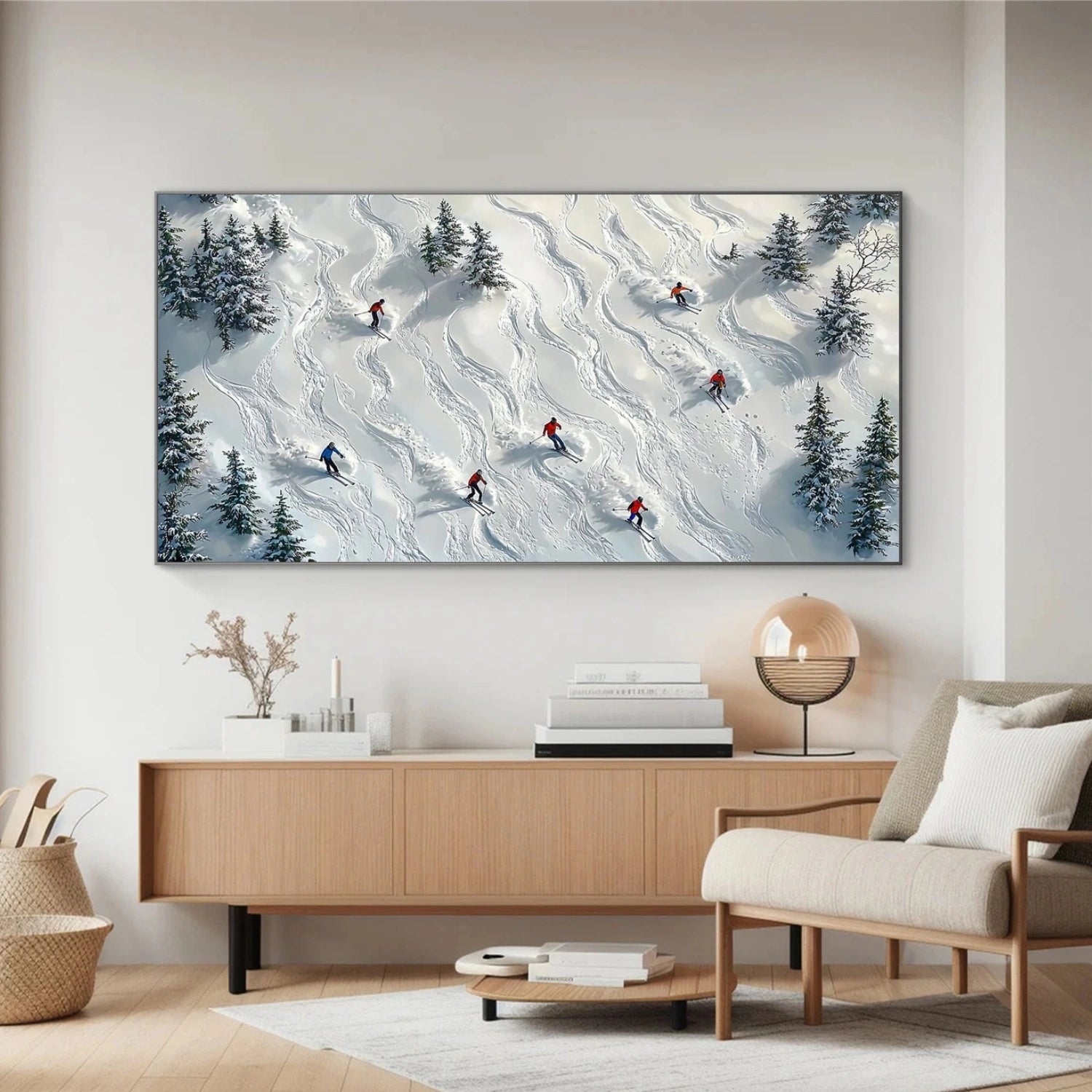 Skiing Sport Textured Wall Art #SA043