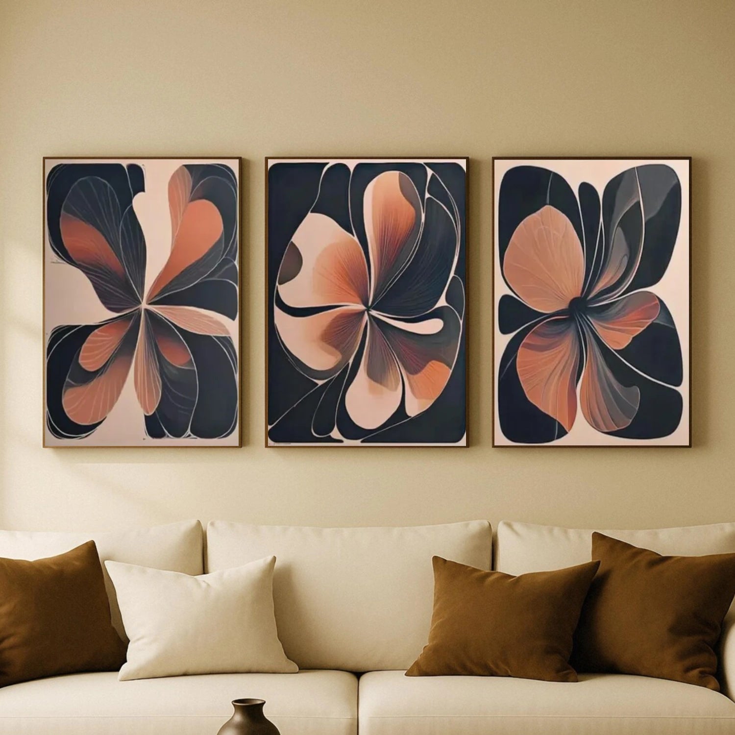 Flower & Tree Abstract Wall Art Set of 3 #ML153