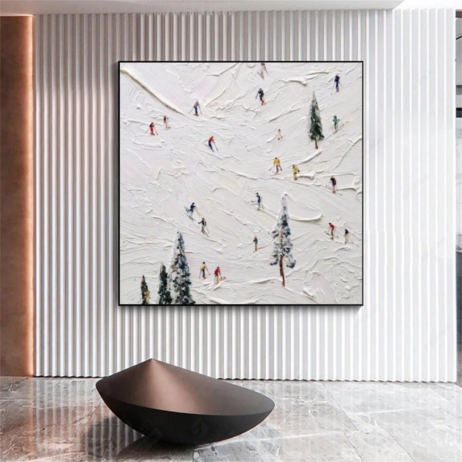 Skiing Sport Textured Wall Art #SA038