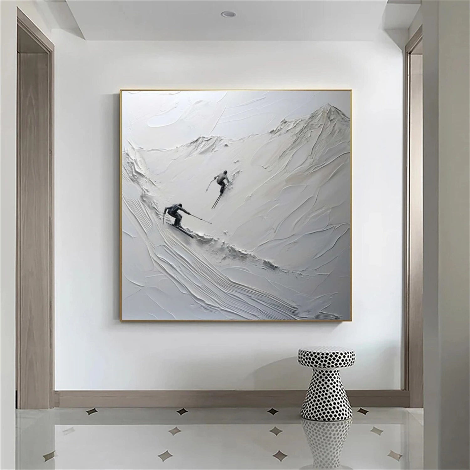Skiing Sport Textured Wall Art #SA062
