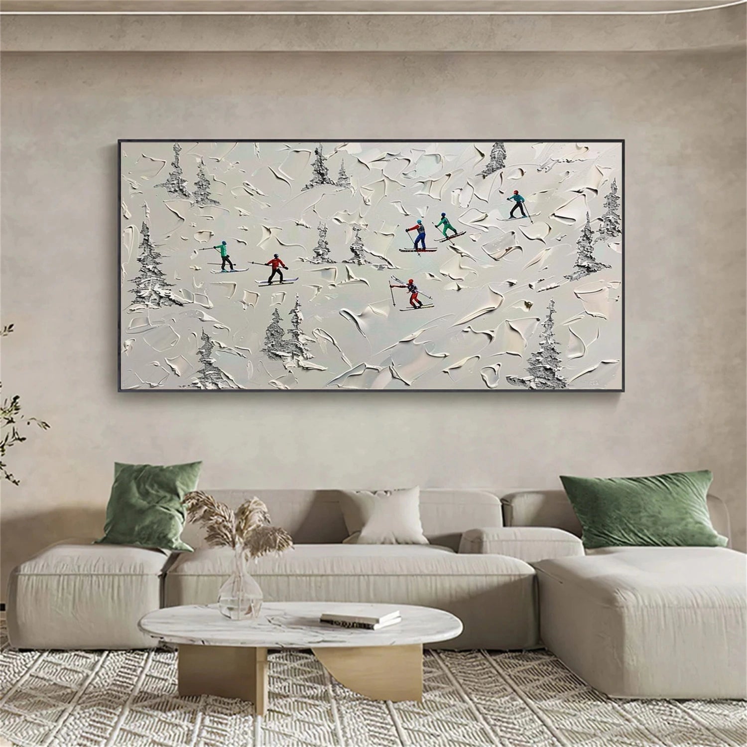Skiing Sport Textured Wall Art #SA069