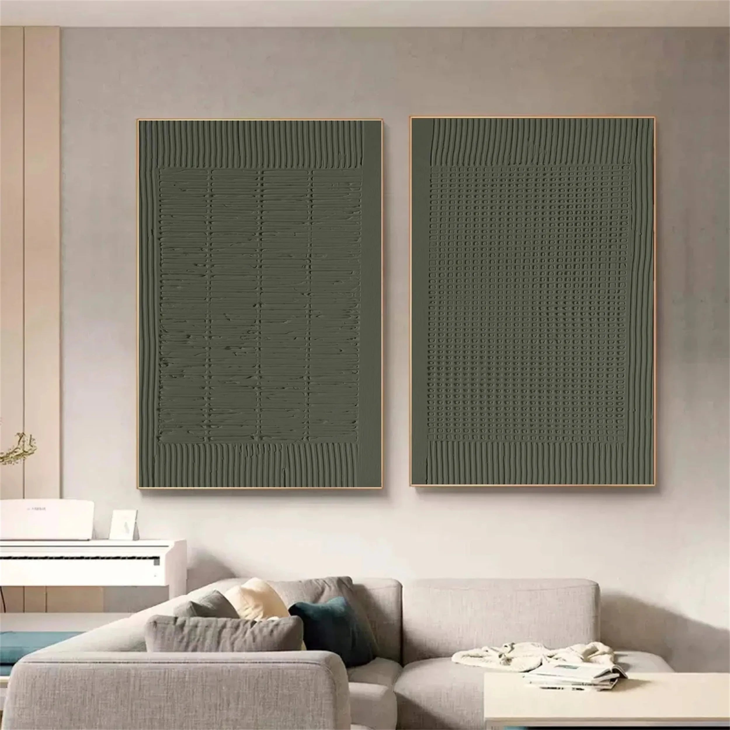 Green Texture Art Set of 2#GT015