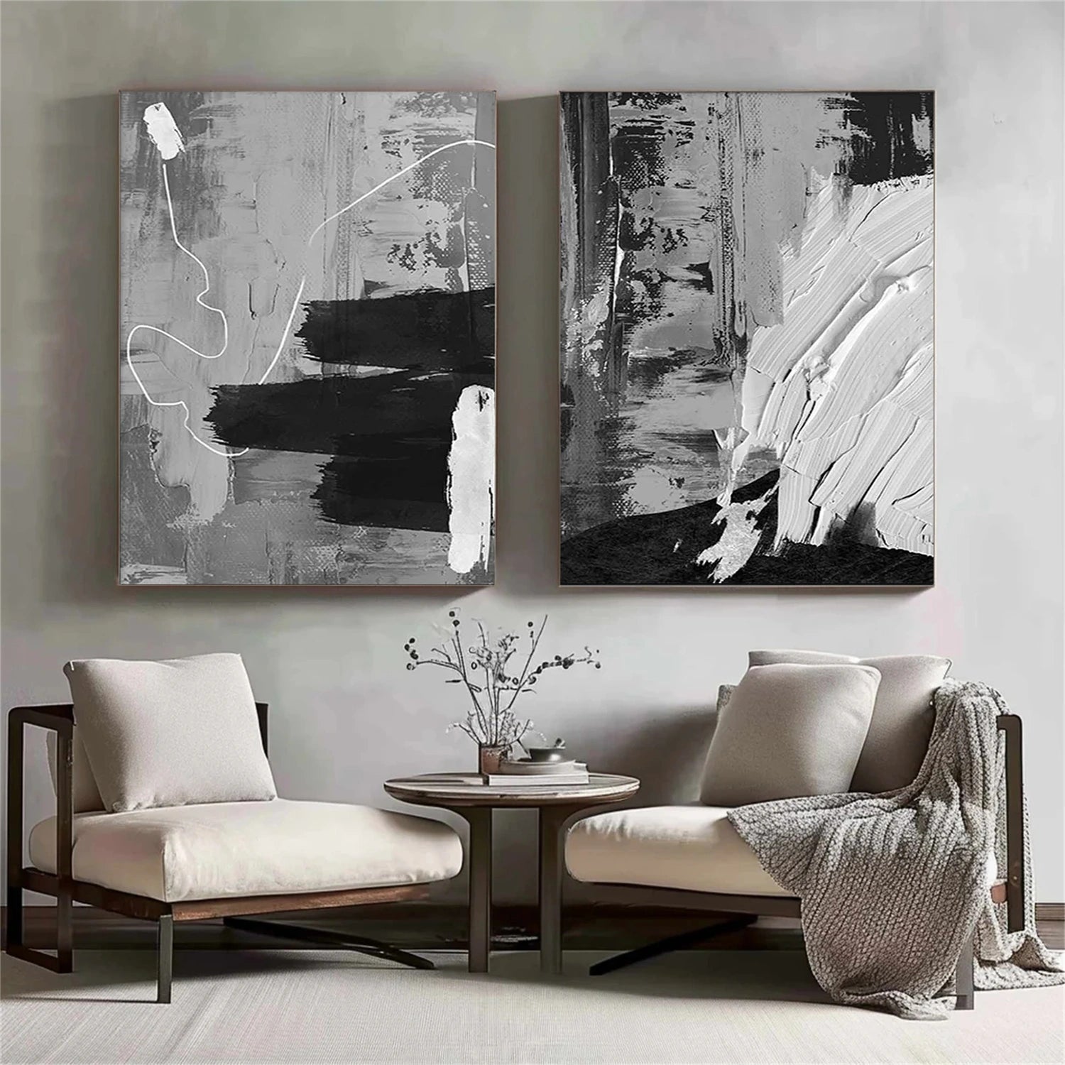 Minimalist Textured Canvas Art Set of 2 #MM296