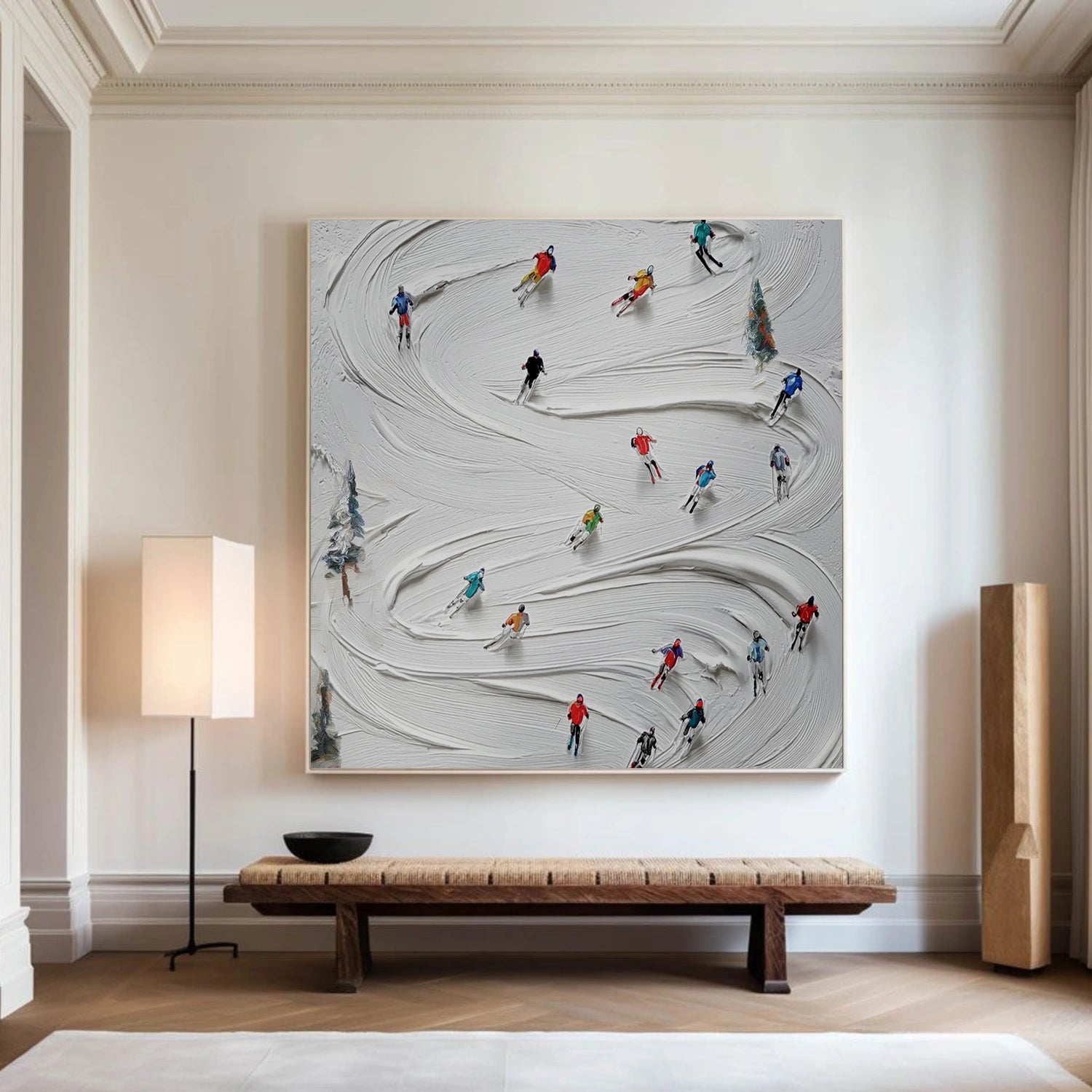 Skiing Sport Textured Wall Art #SA072