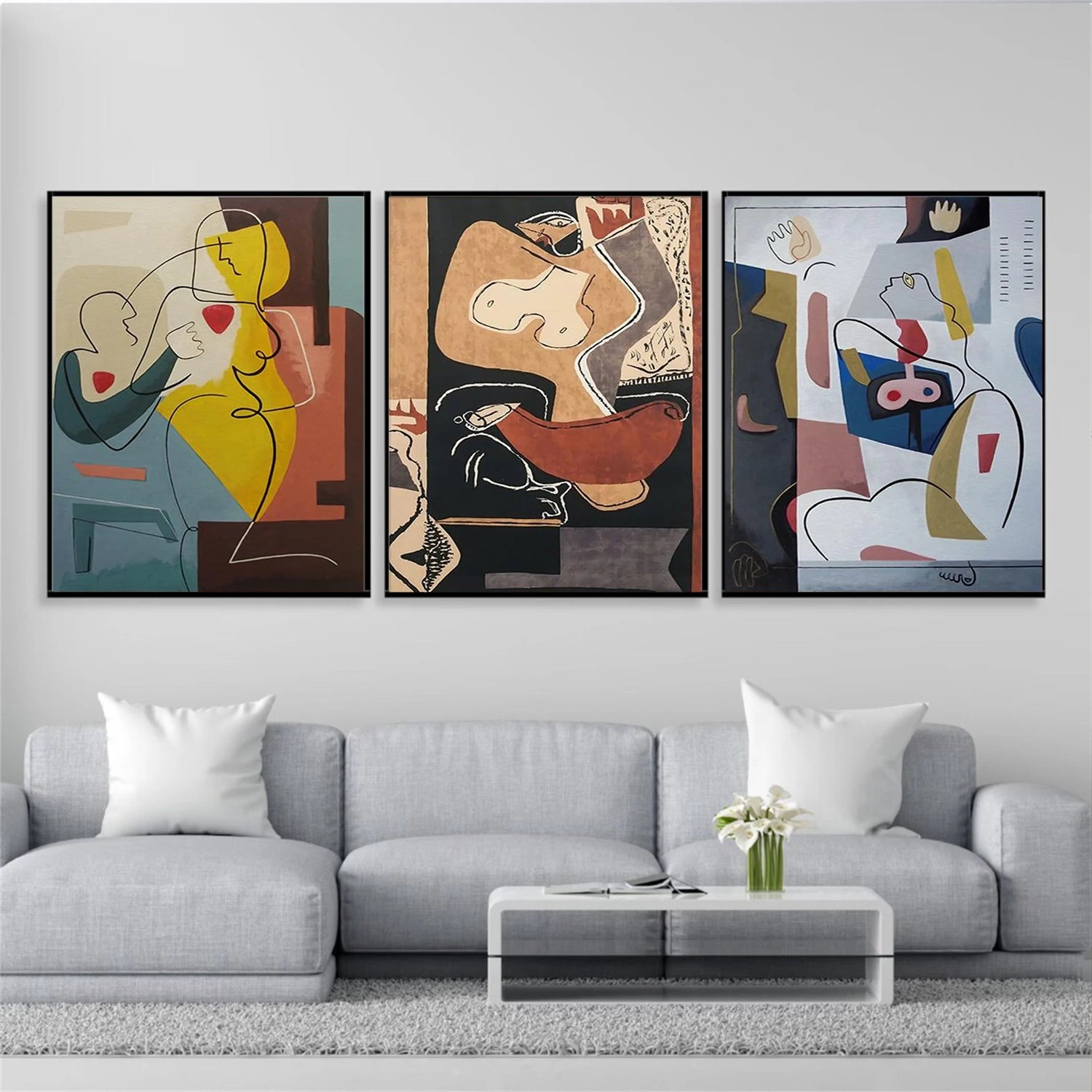 Abstract Portrait Wall Art Set of 3 #AP064