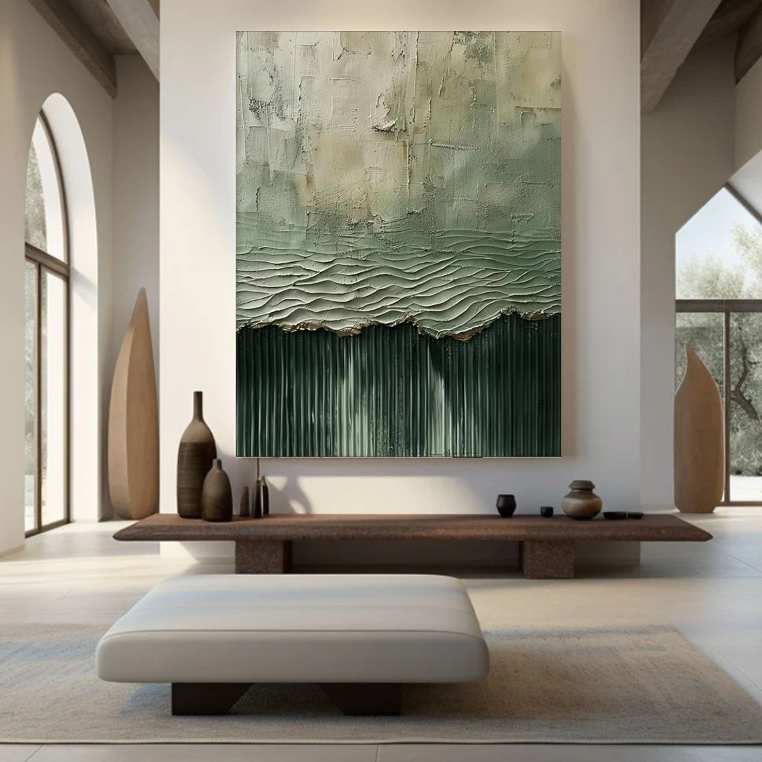 Green Minimalist Textured Canvas Art #MM272