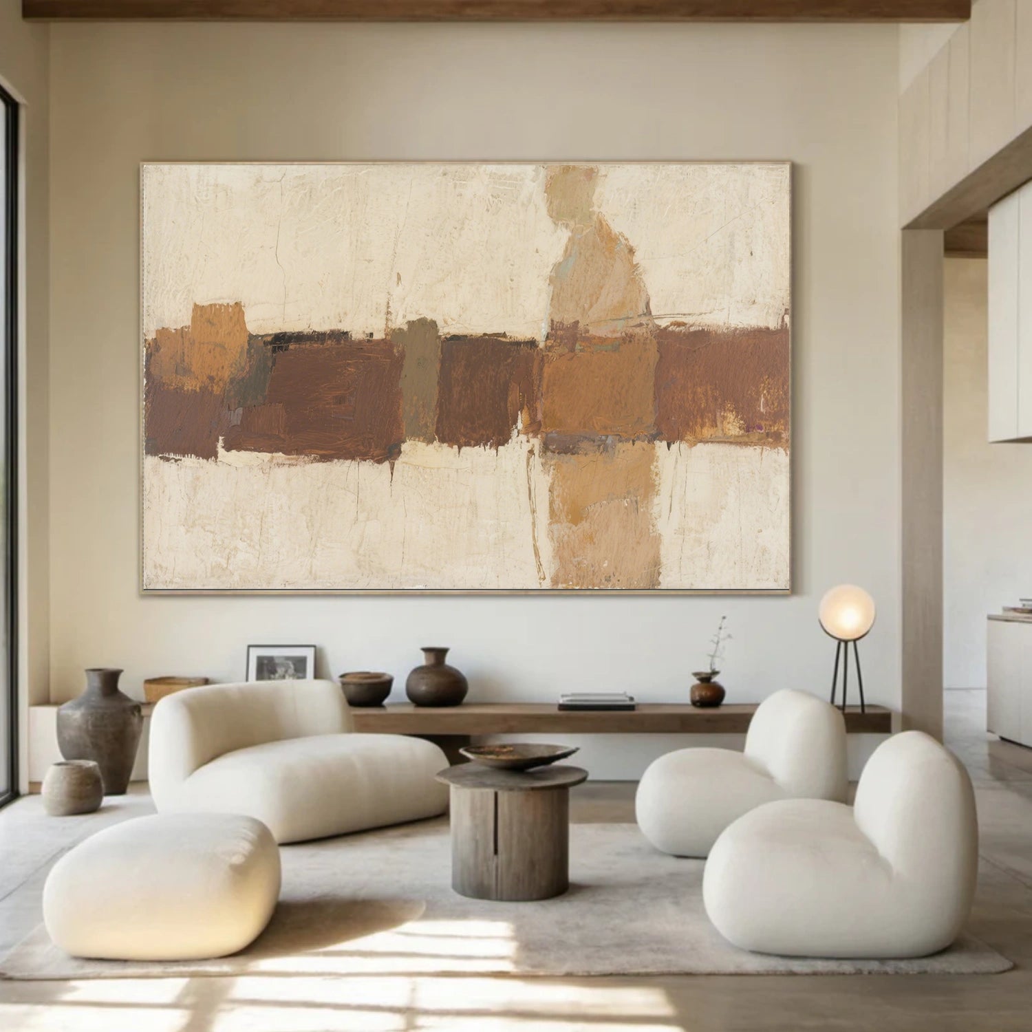 Beige and Brown Abstract Canvas Art #WS759