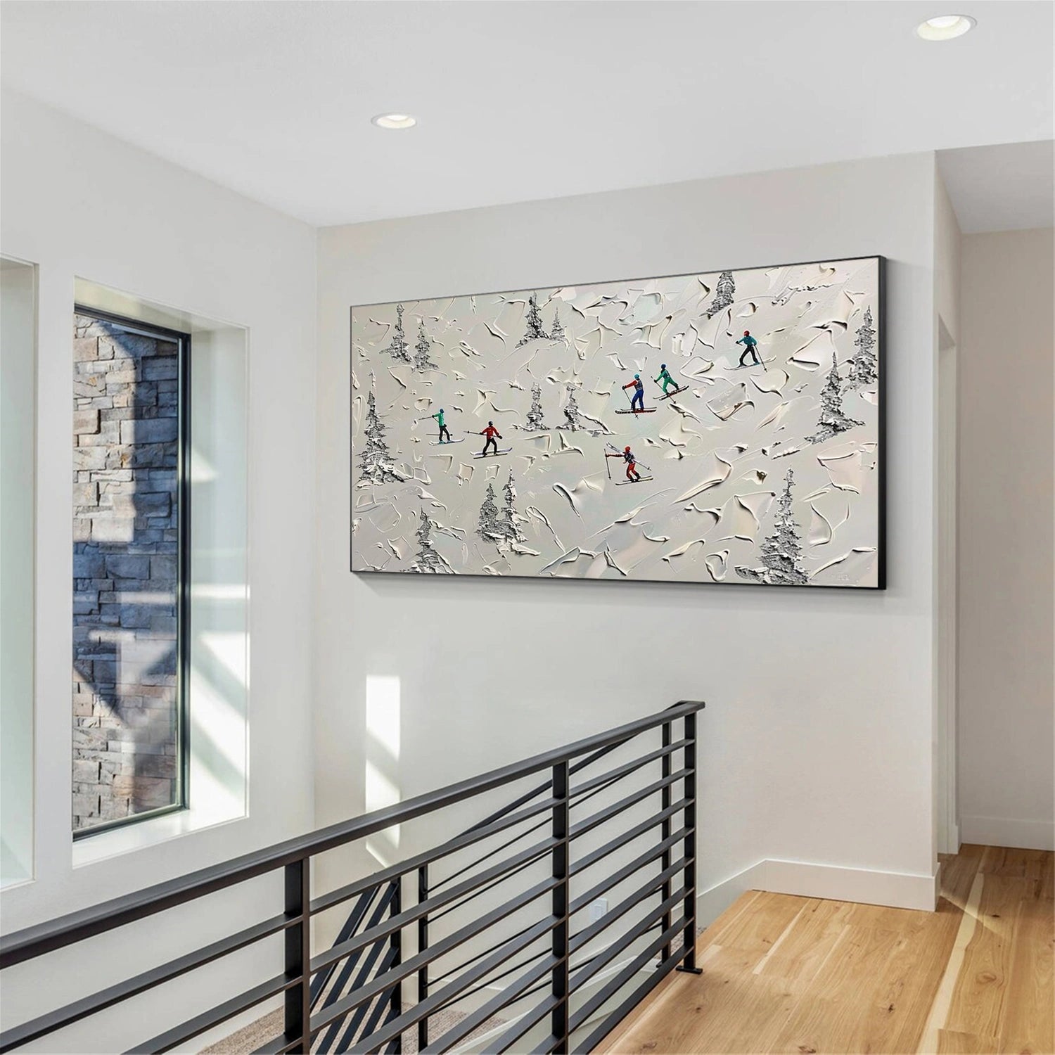 Skiing Sport Textured Wall Art #SA069