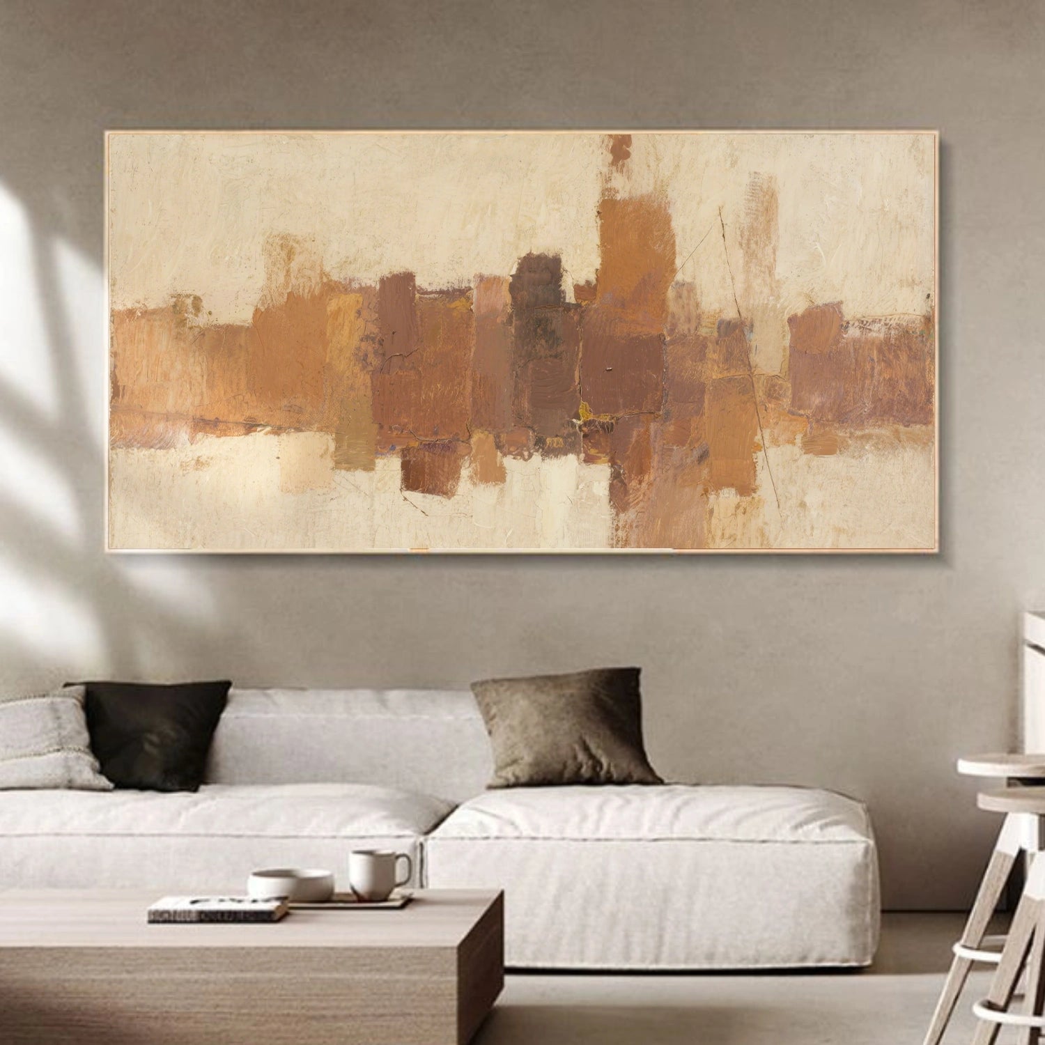 Beige and Brown Abstract Canvas Art #WS760