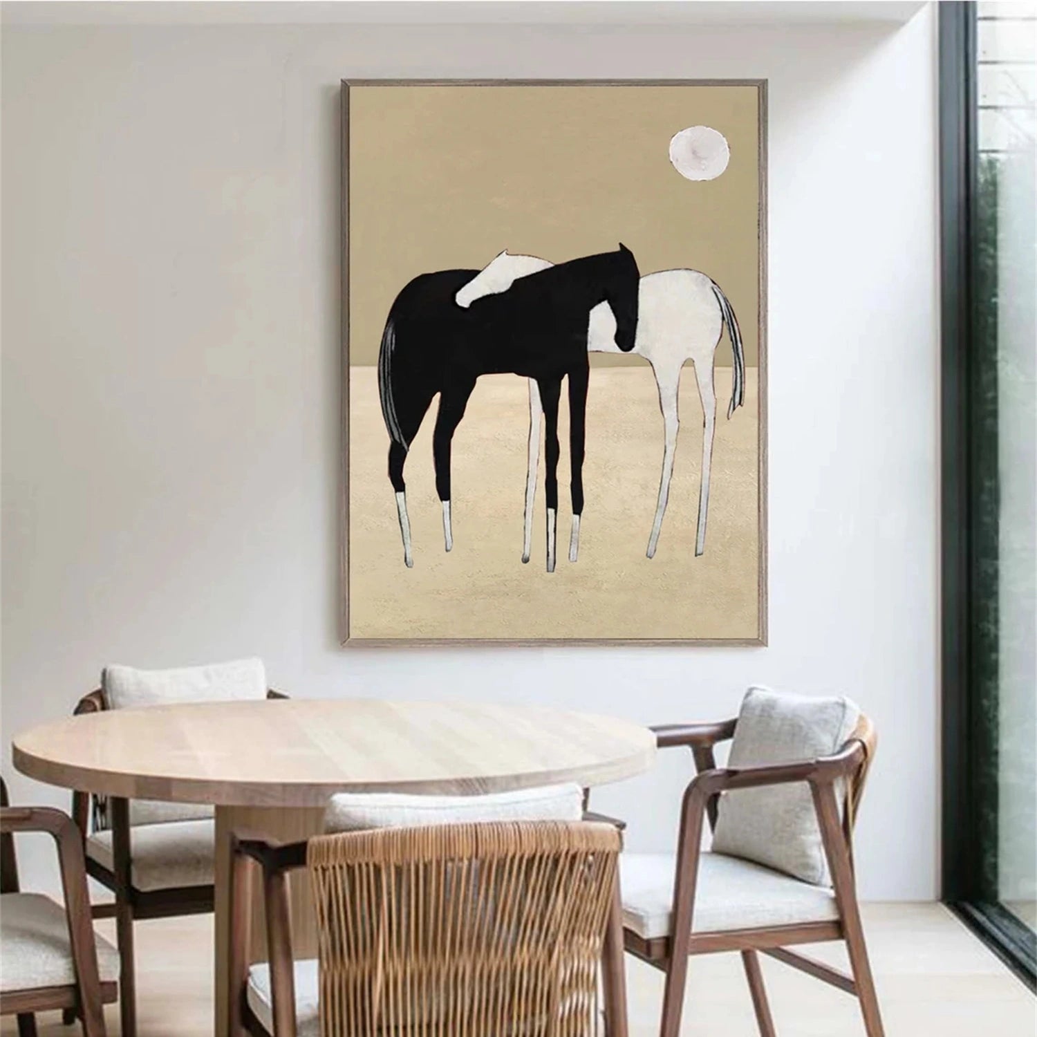 Black and White Horse Abstract Animal Wall Art #AL073