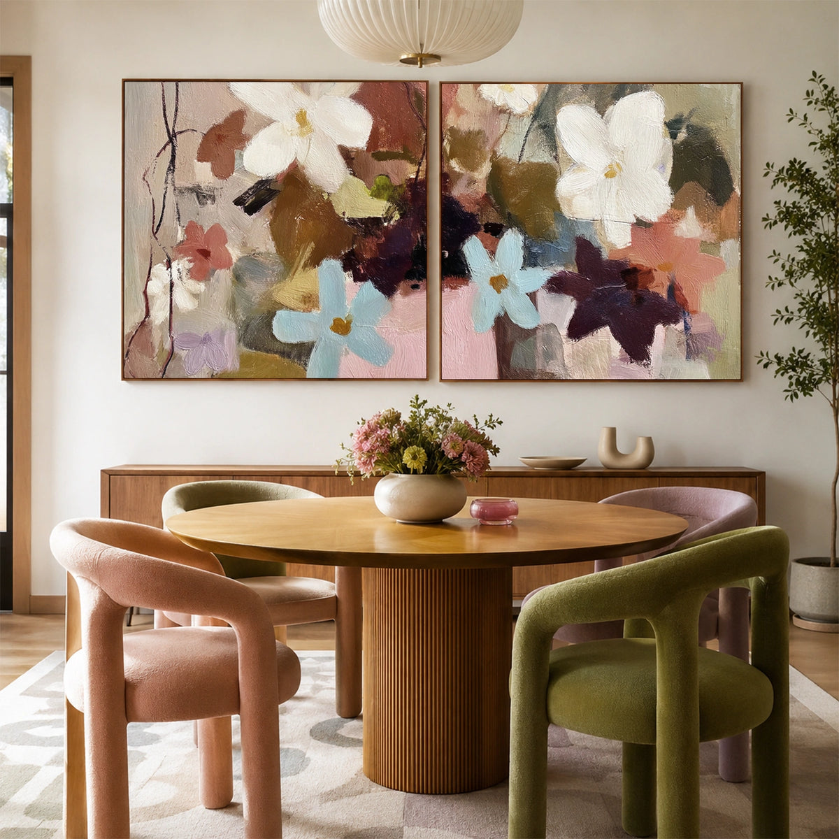 Flower & Tree Abstract Wall Art Set of 2 #ML274