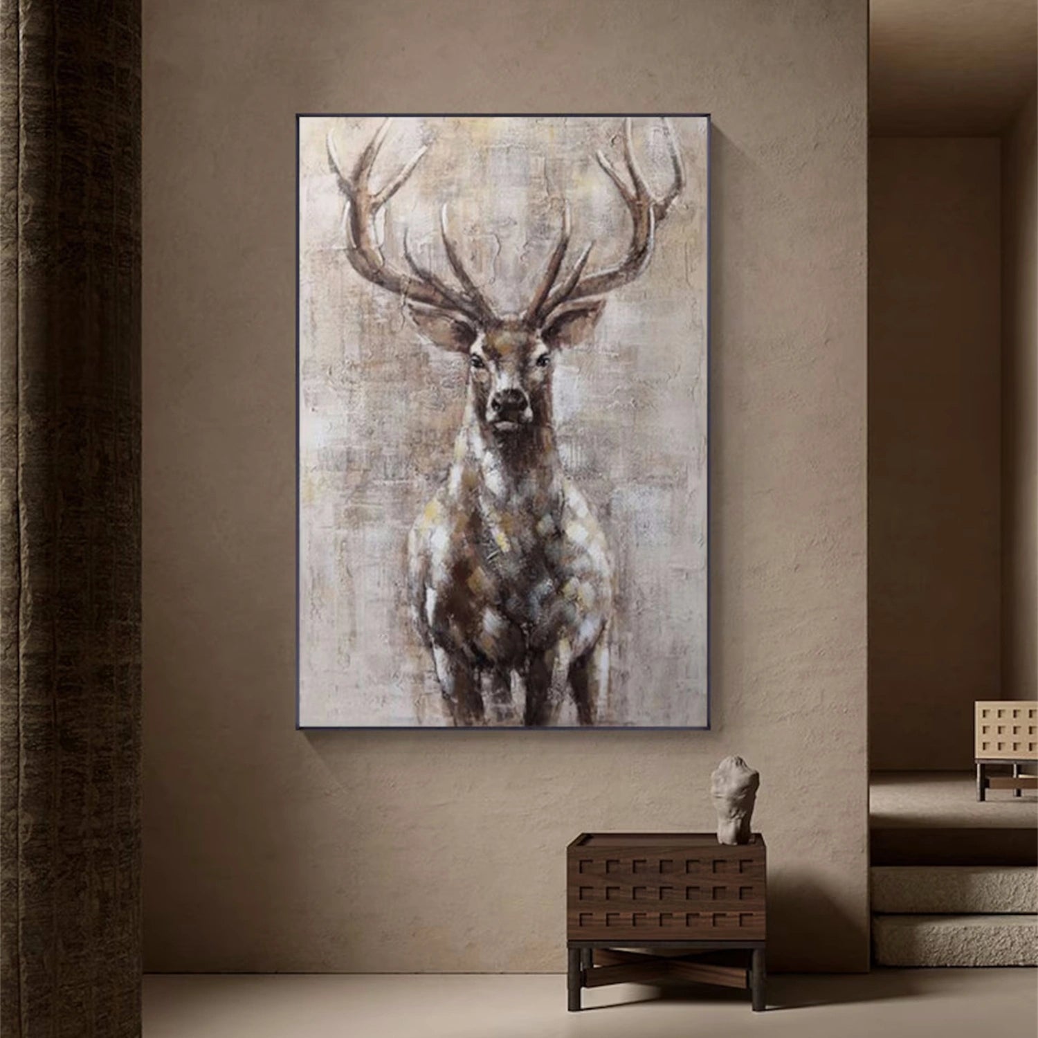 Beige and Brown Abstract Animal Wall Art #AL069