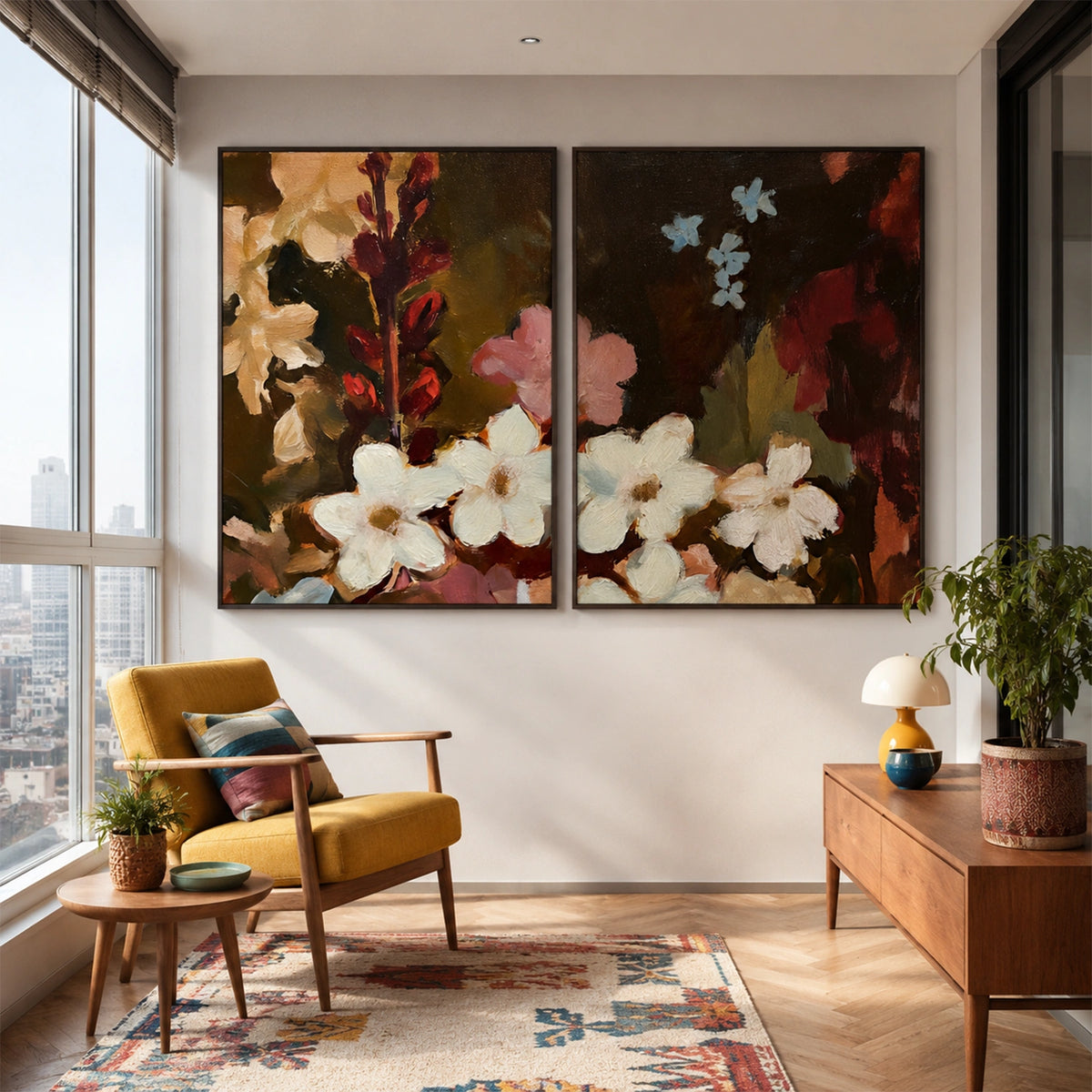 Flower & Tree Abstract Wall Art Set of 2 #ML273