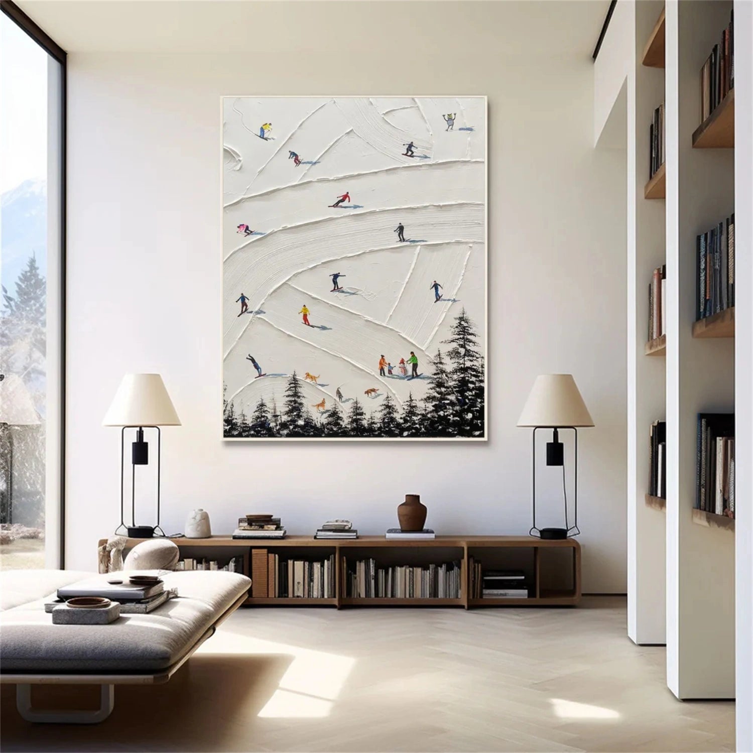 Skiing Sport Textured Wall Art #SA054