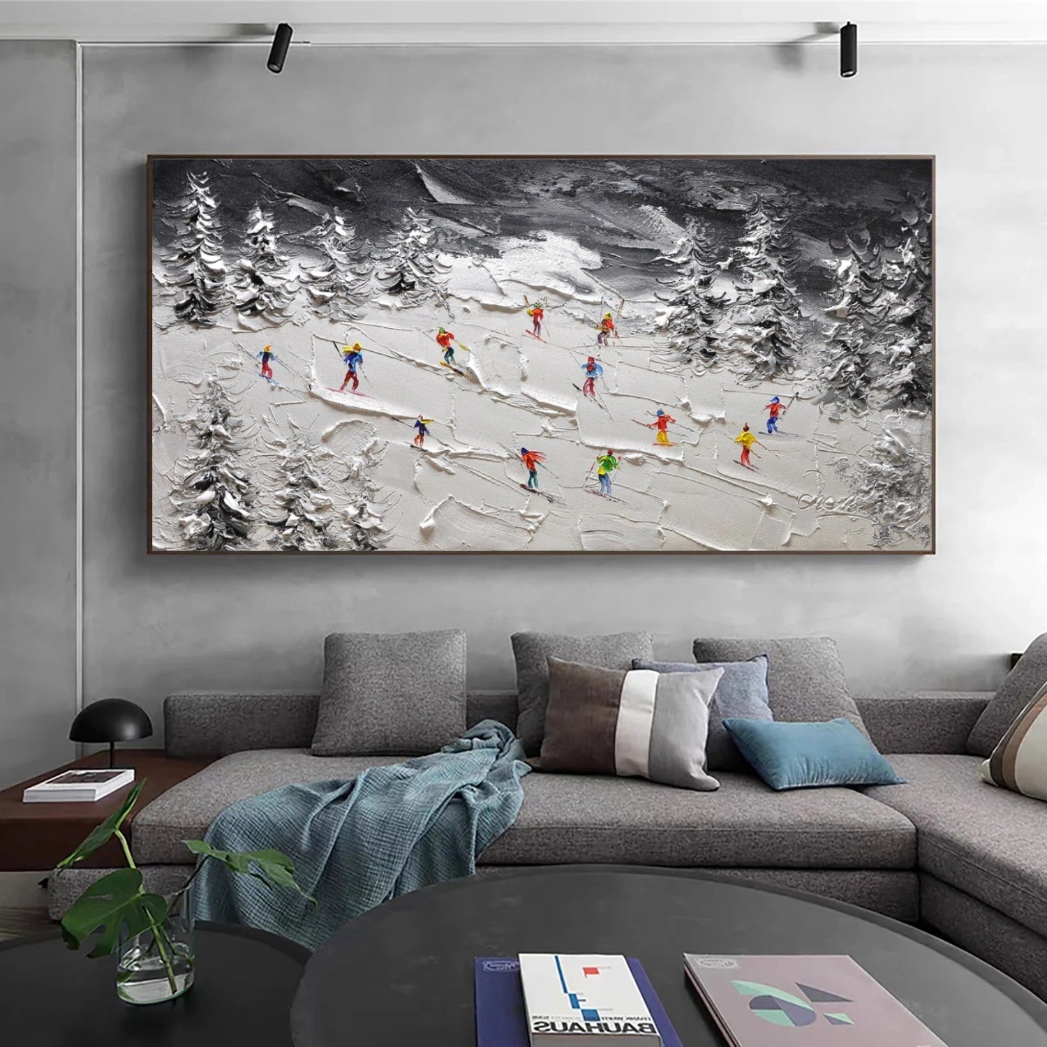 Skiing Sport Textured Wall Art #SA049