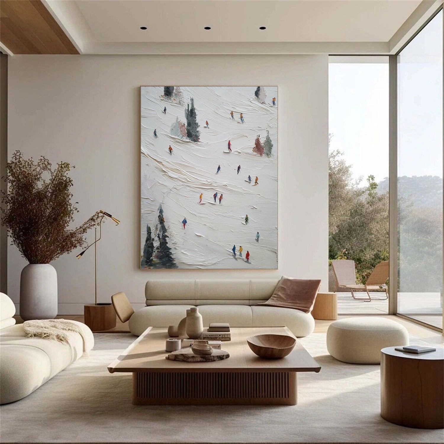 Skiing Sport Textured Wall Art #SA064