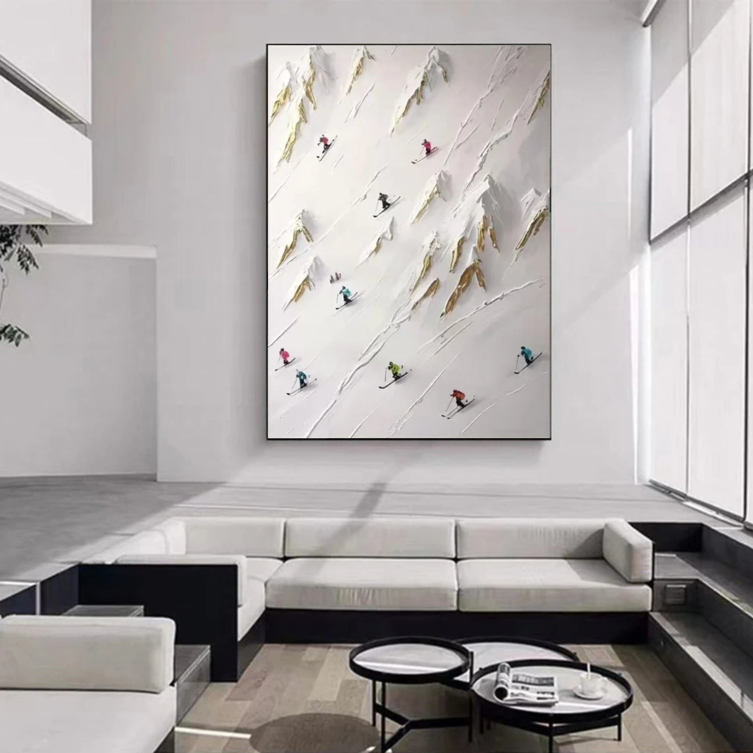 Skiing Sport Textured Wall Art #SA034