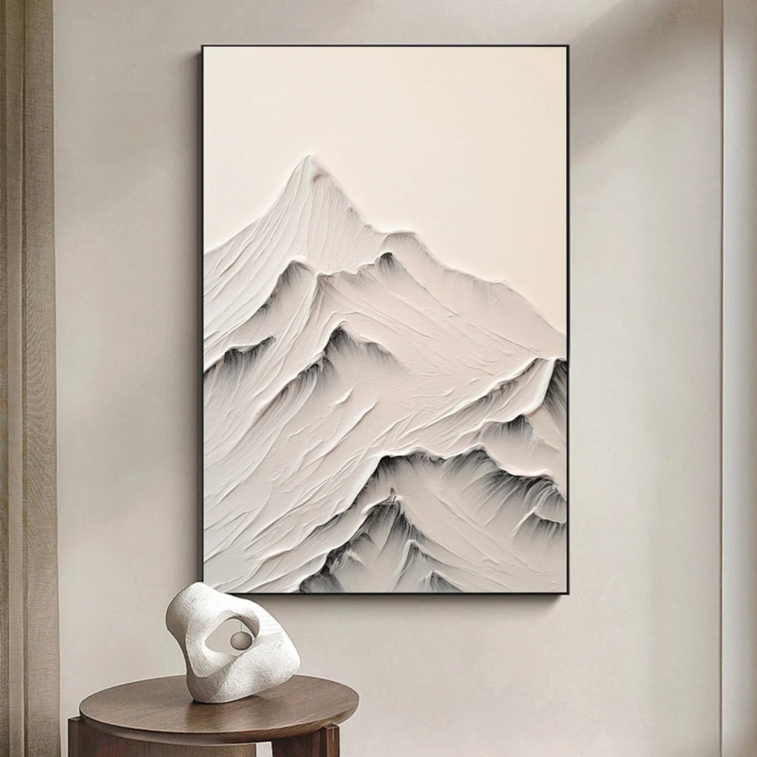 White Minimalistic Mountain Textured Art #MM211