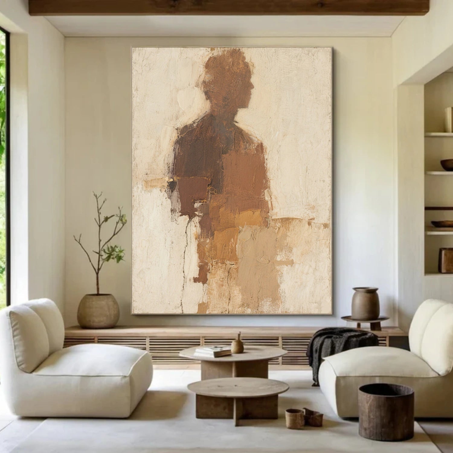 Beige and Brown Abstract Canvas Art #WS762