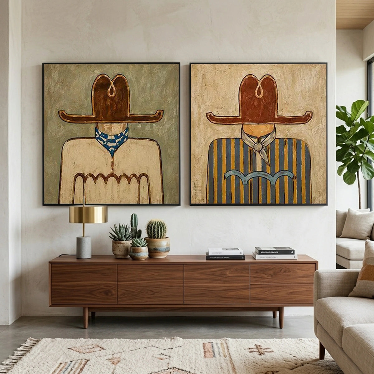 Western Cowboy Art Set of 2 #VA251