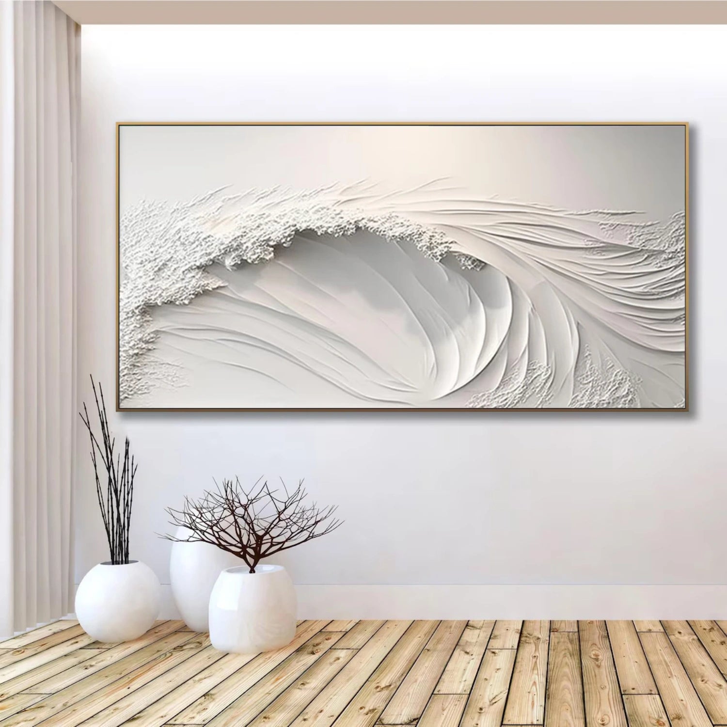 White Minimalistic Ocean Textured Art #MM216