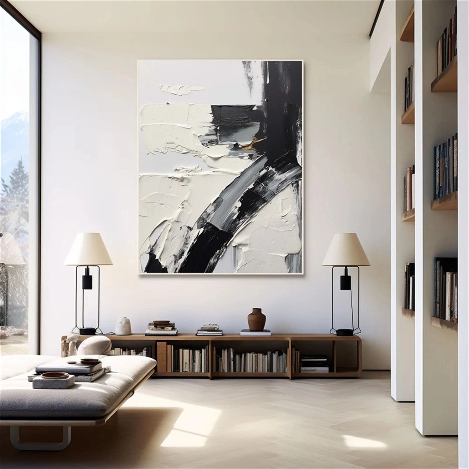 White and Black Minimalistic Textured Art #MM244