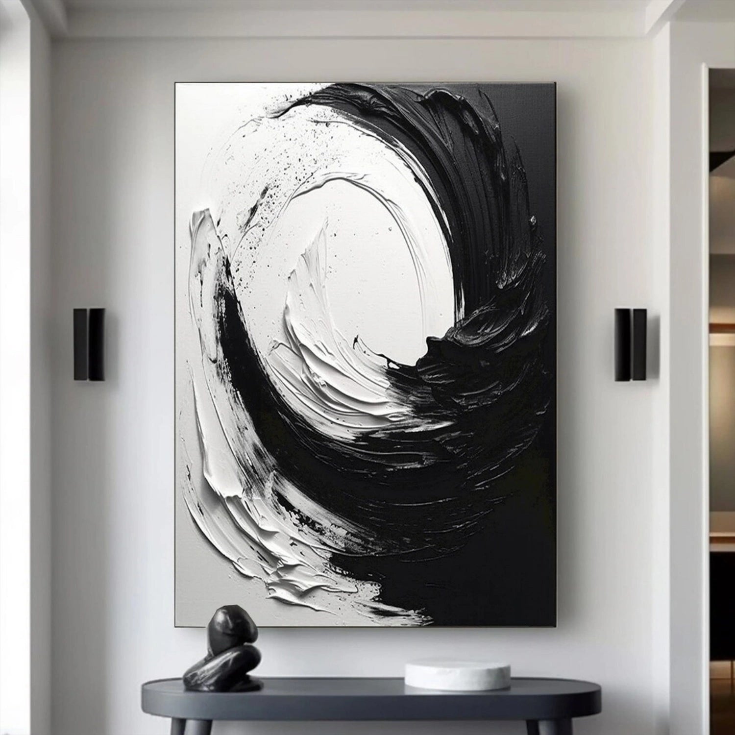 White and Black Minimalistic Textured Art #MM213