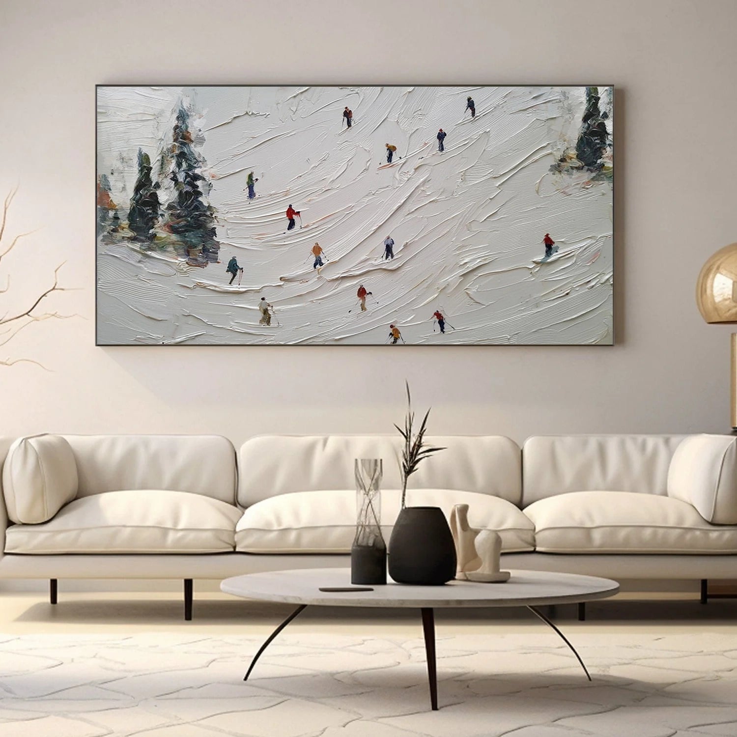 Skiing Sport Textured Wall Art #SA068