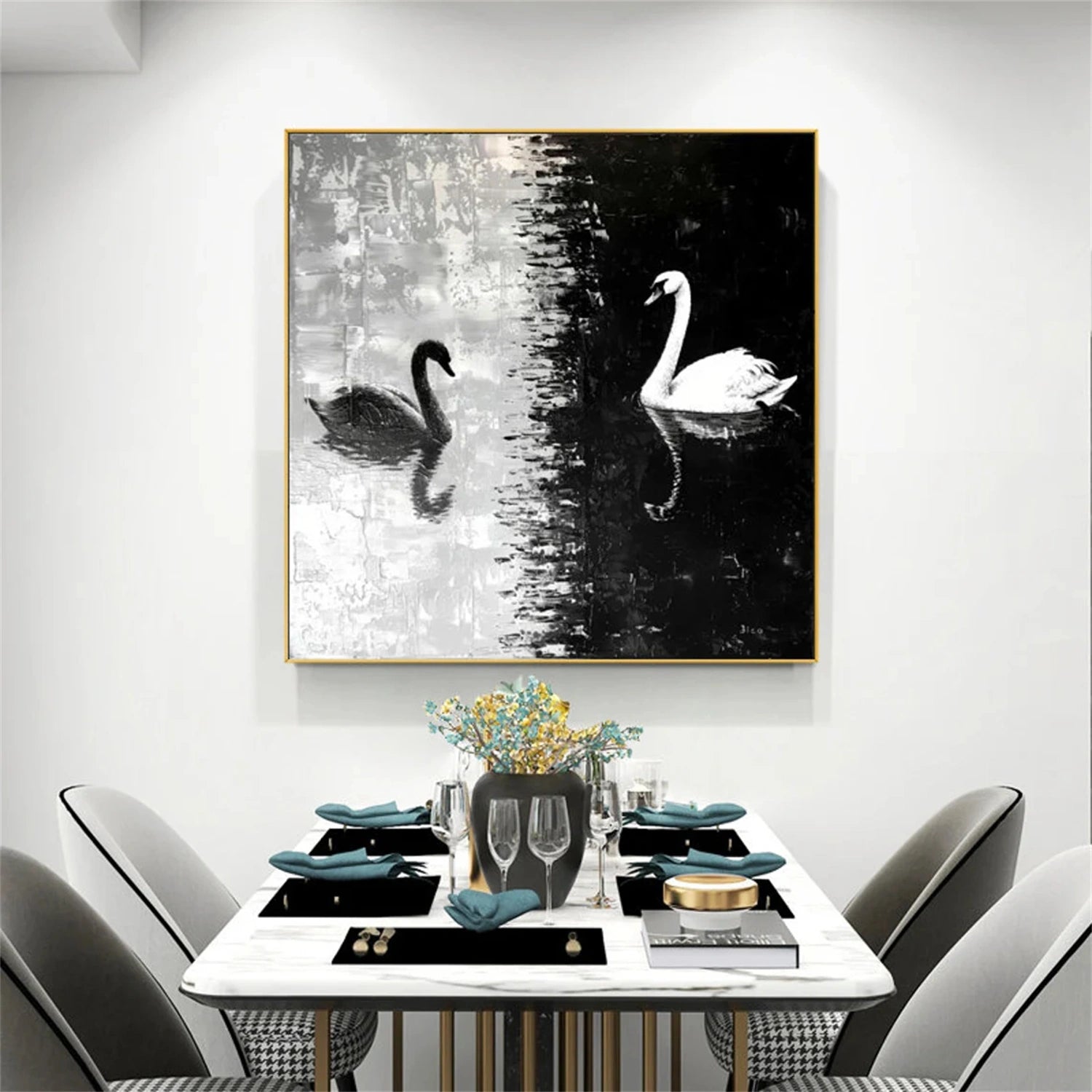 Black and White Abstract Animal Wall Art #AL094