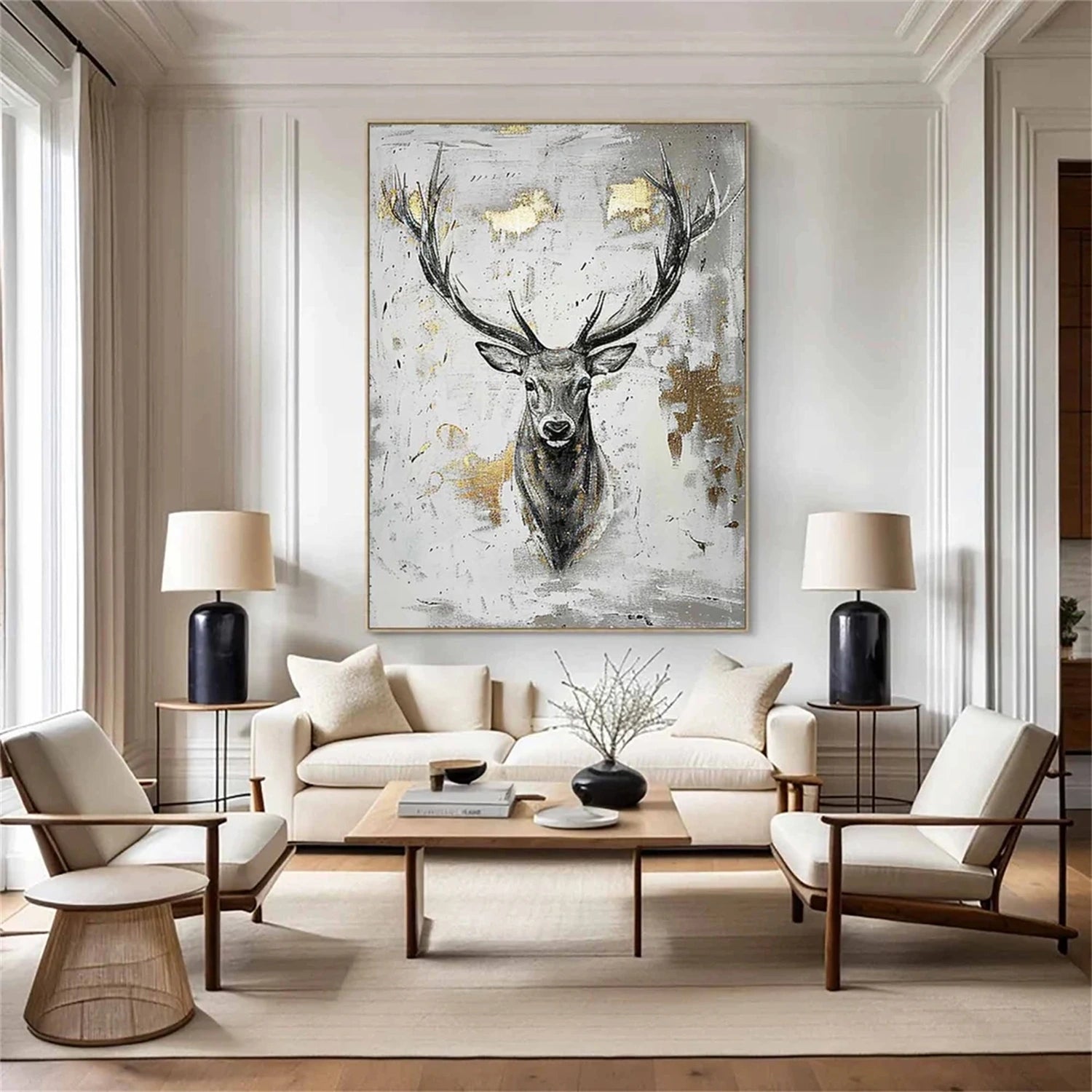 Black and White Abstract Animal Wall Art #AL080