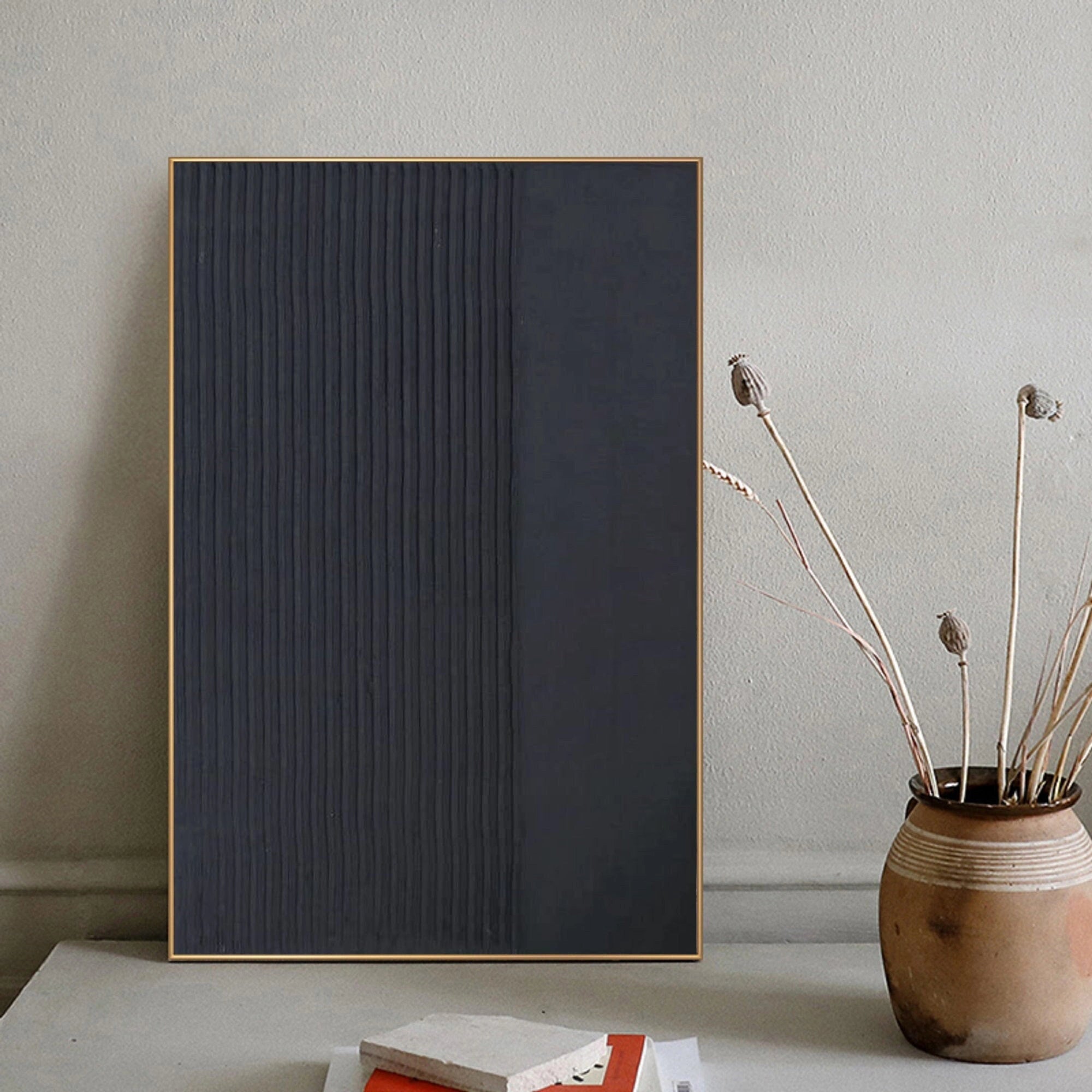 Minimalist Zen Textured Painting on Canvas for Bedroom/Living Room