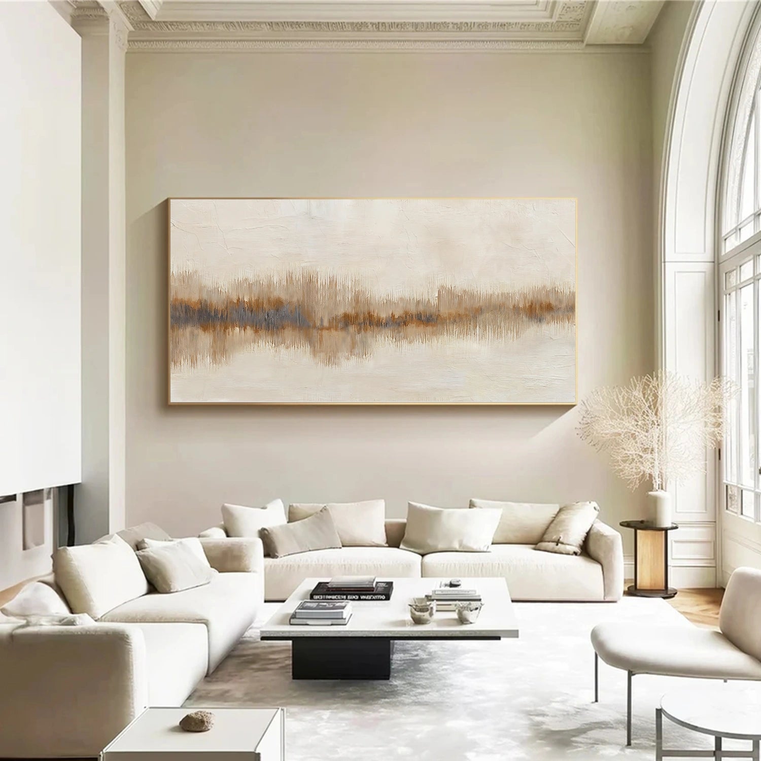 Beige and Brown Abstract Canvas Art #WS893