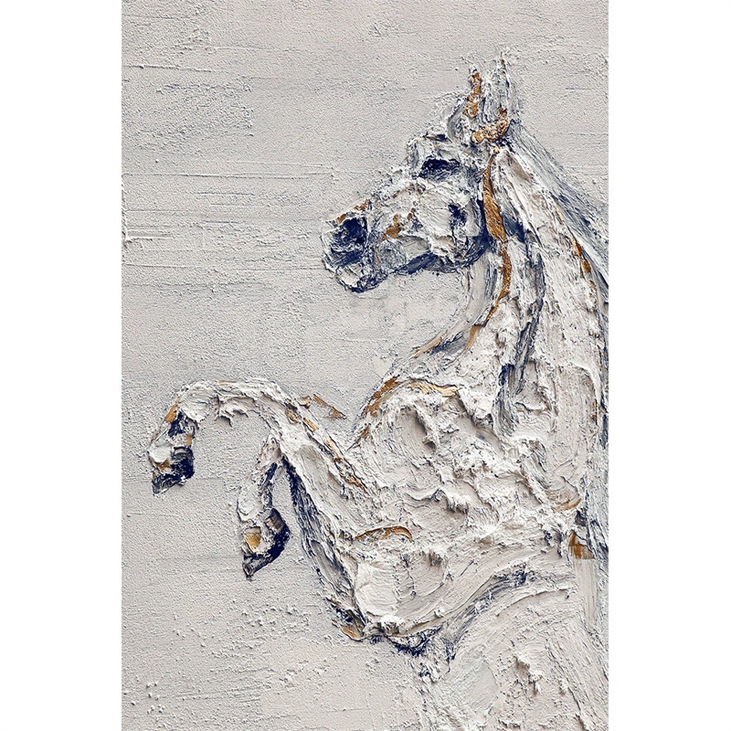 Beige Horse Abstract Animal Wall Art #AL042