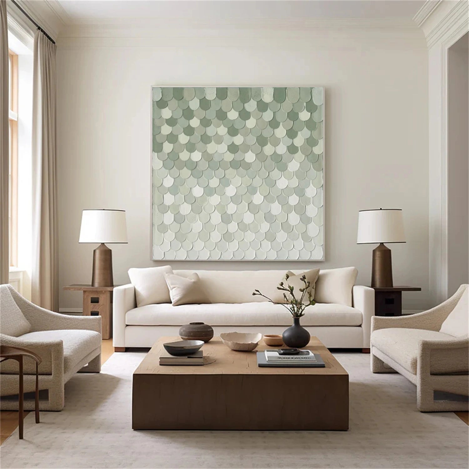 Green Minimalist Textured Canvas Art #MM271