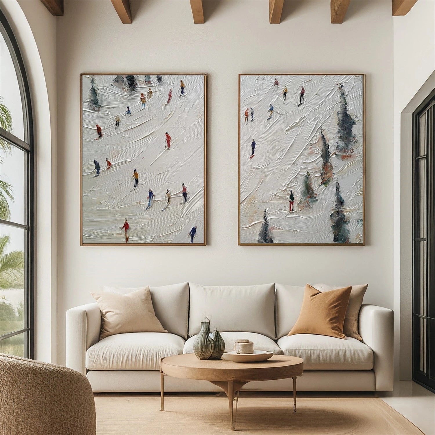 Skiing Sport Textured Wall Art Set of 2 #SA074