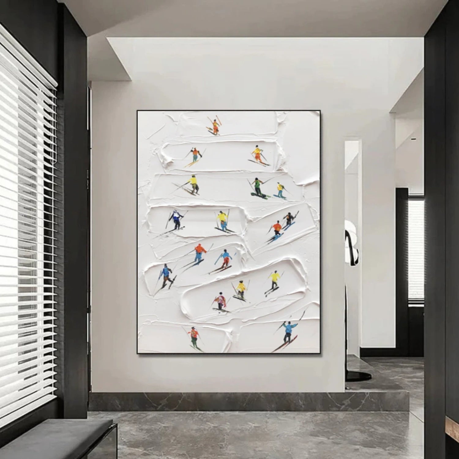 Skiing Sport Textured Wall Art #SA055