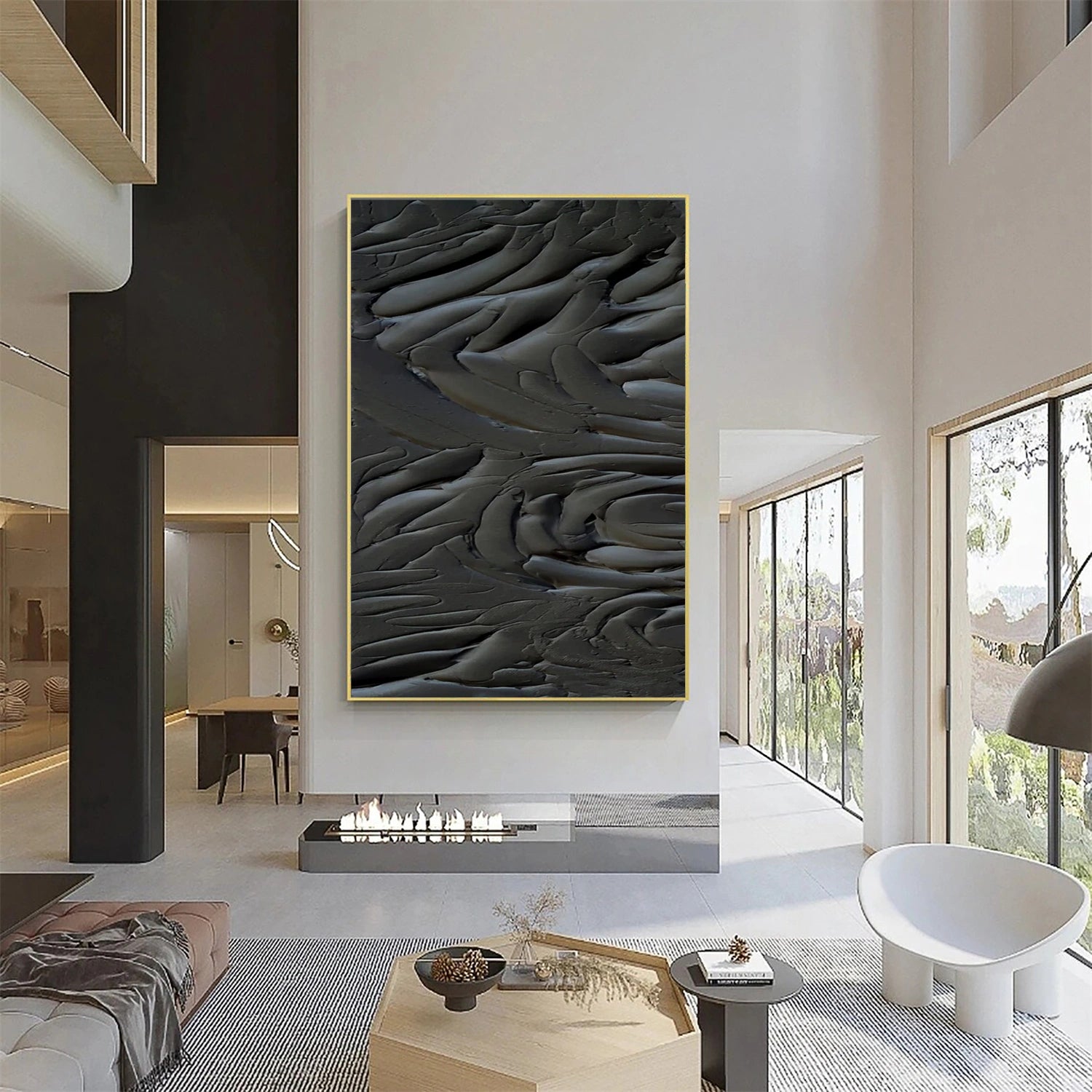 Black Minimalistic Textured Art #MM237