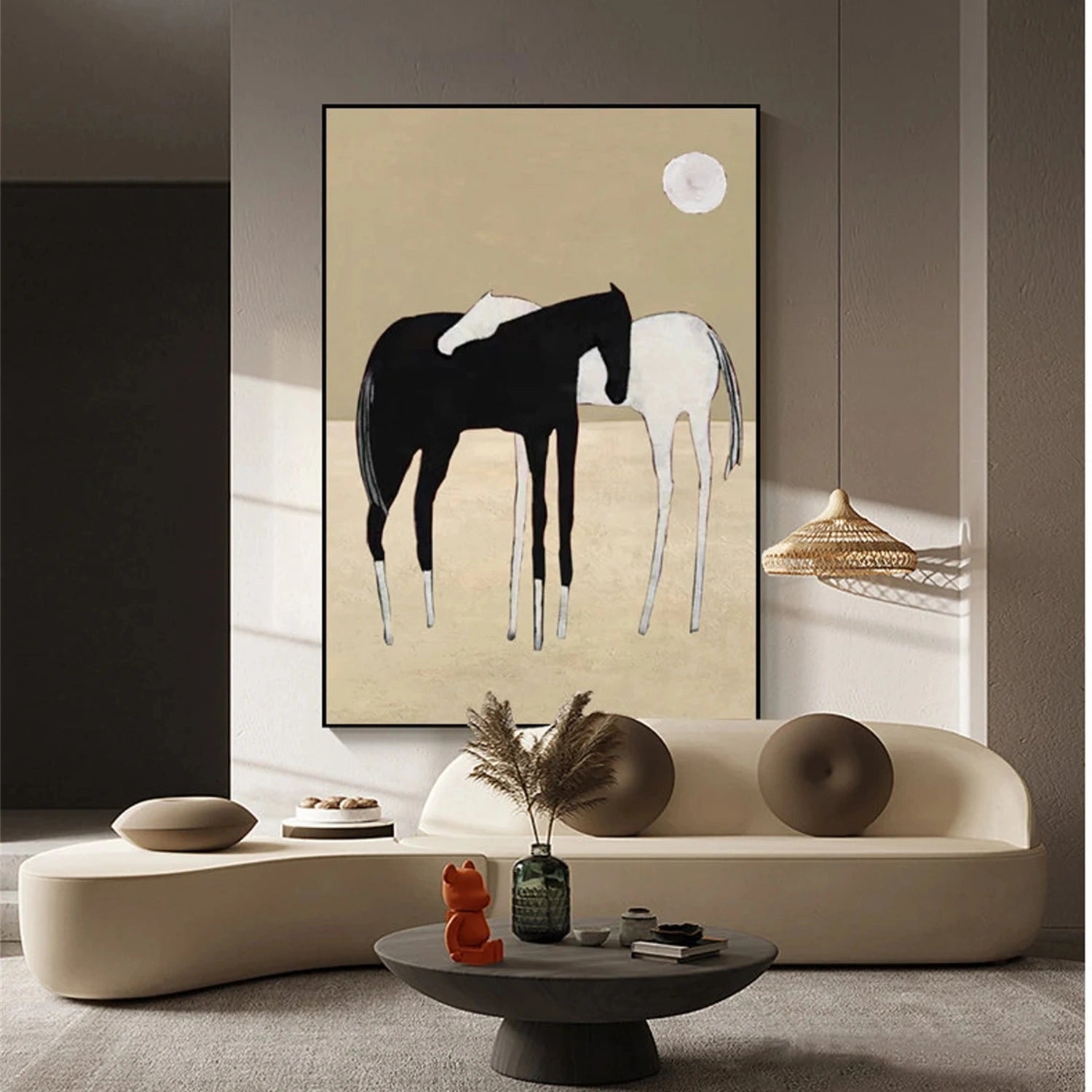 Black and White Horse Abstract Animal Wall Art #AL073