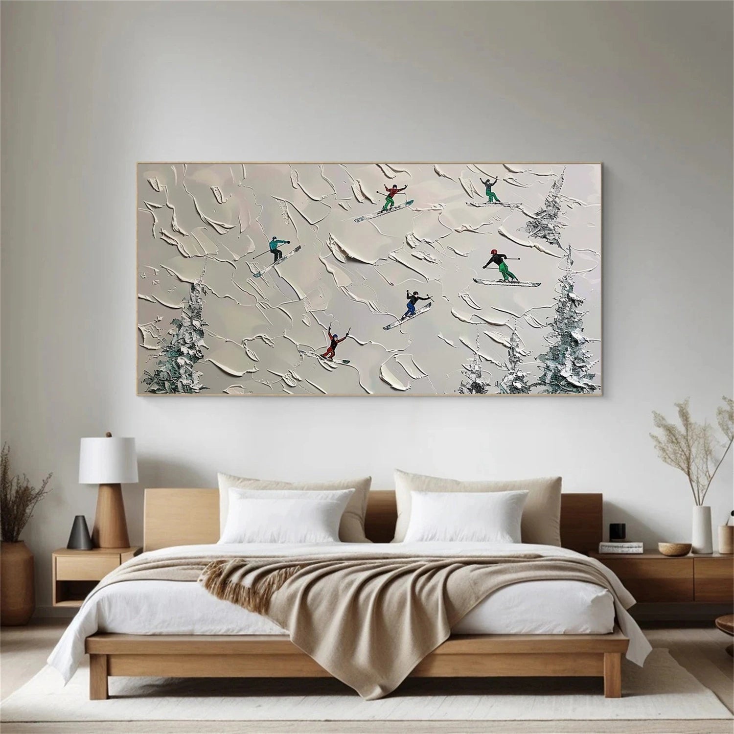 Skiing Sport Textured Wall Art #SA070